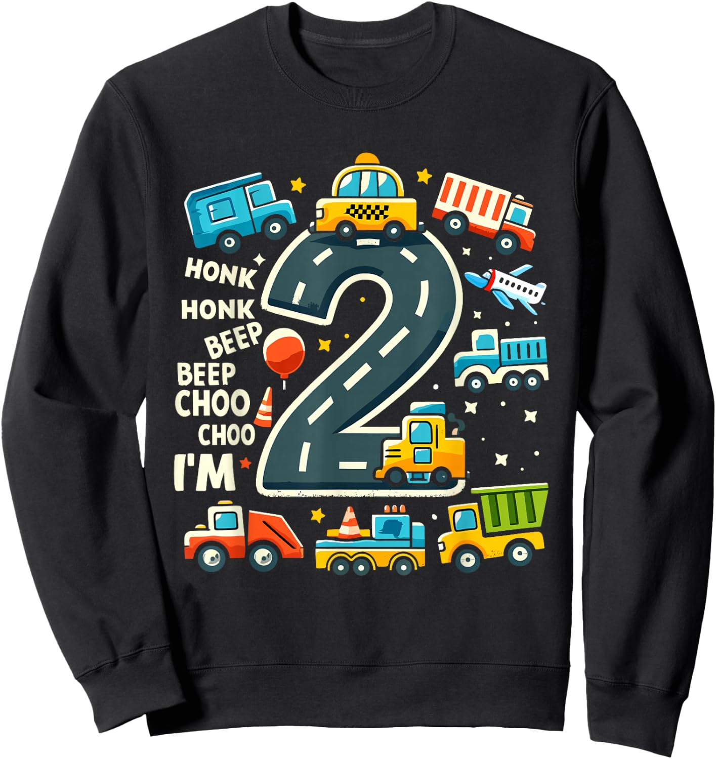 2 Year Old Birthday Boy Truck Car Transport , black Sweatshirt - Sweatshirt | Black