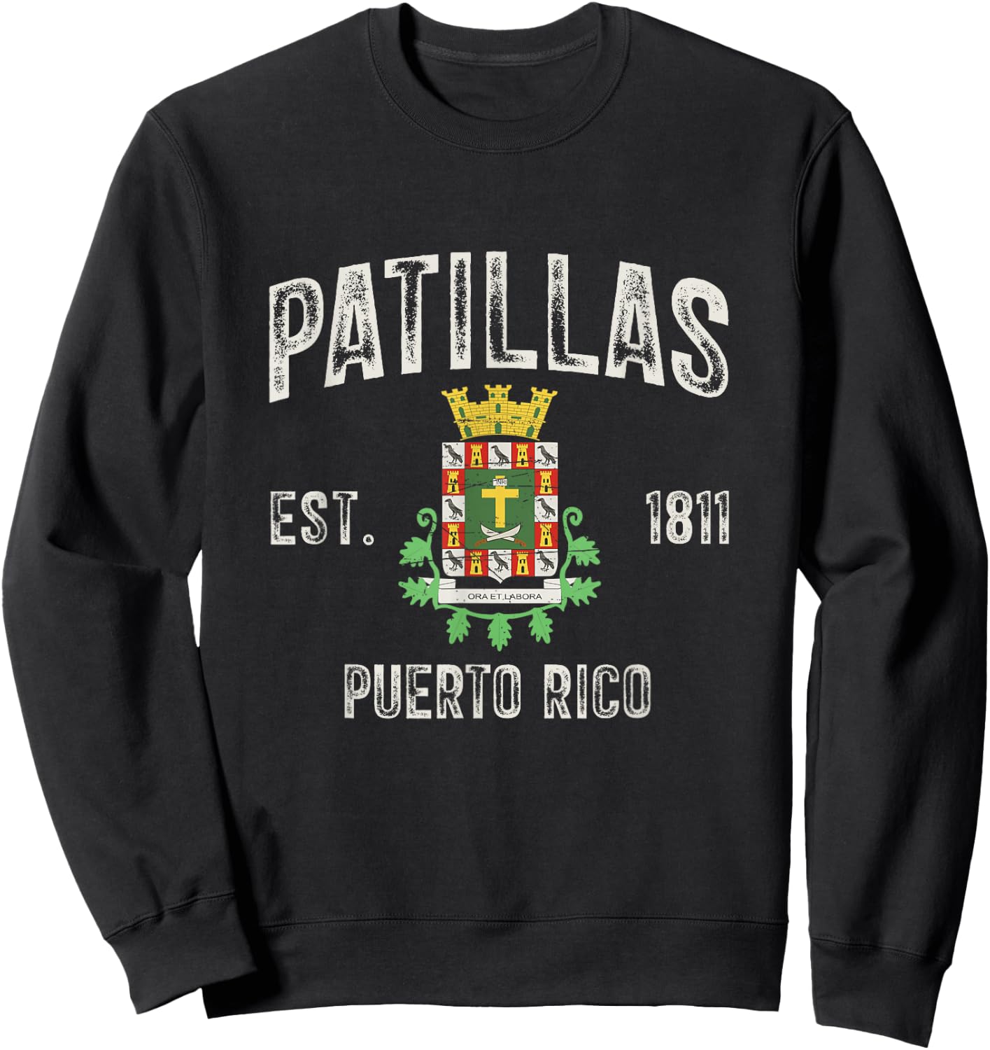 Patillas City In Puerto Rico Est 1811, Patillas Armorial Sweatshirt - Sweatshirt | Black