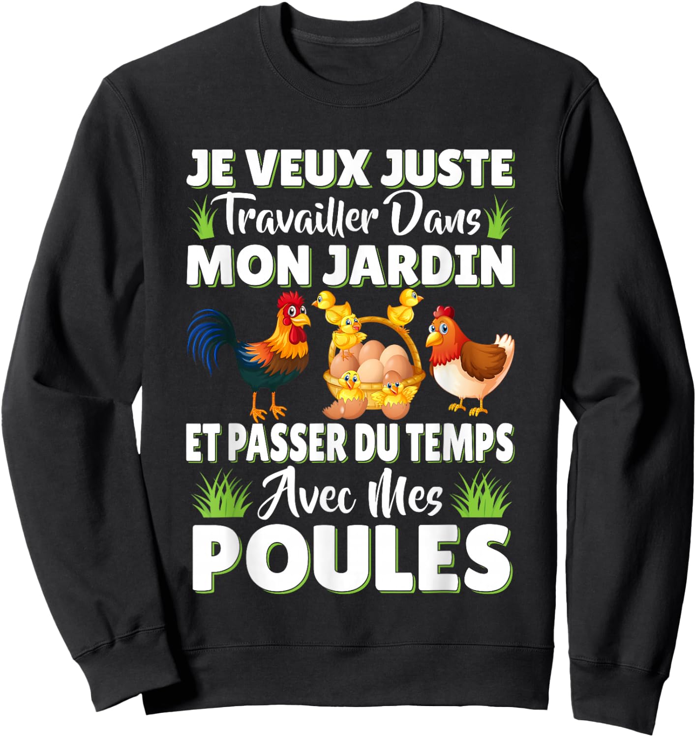 Garden and Hen Funny Gift Original Gardening , Black, S Sweatshirt - Sweatshirt | Black