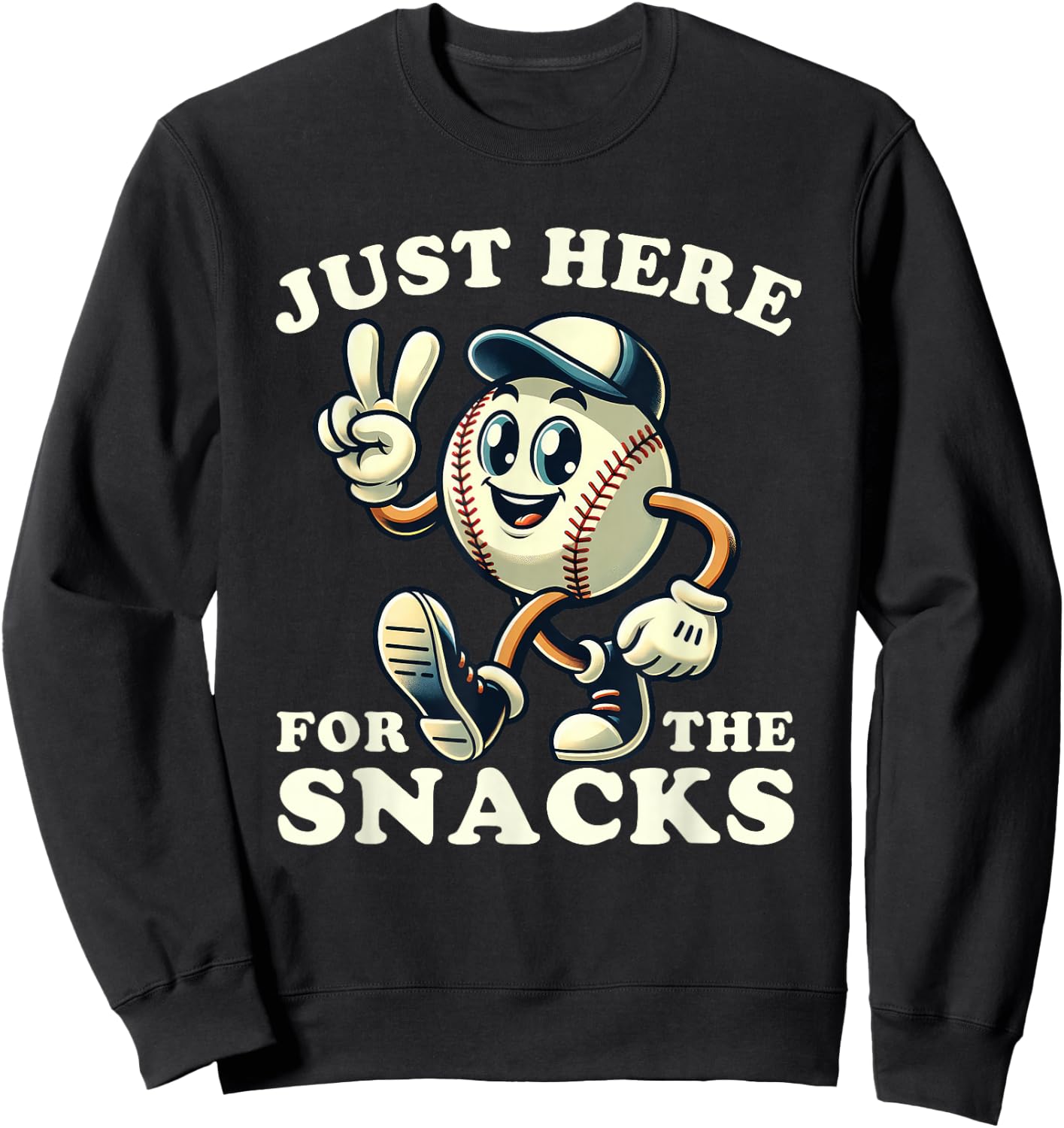 Baseball Just Here for the Snacks Funny Men Women Kids Sweatshirt - Sweatshirt | Black
