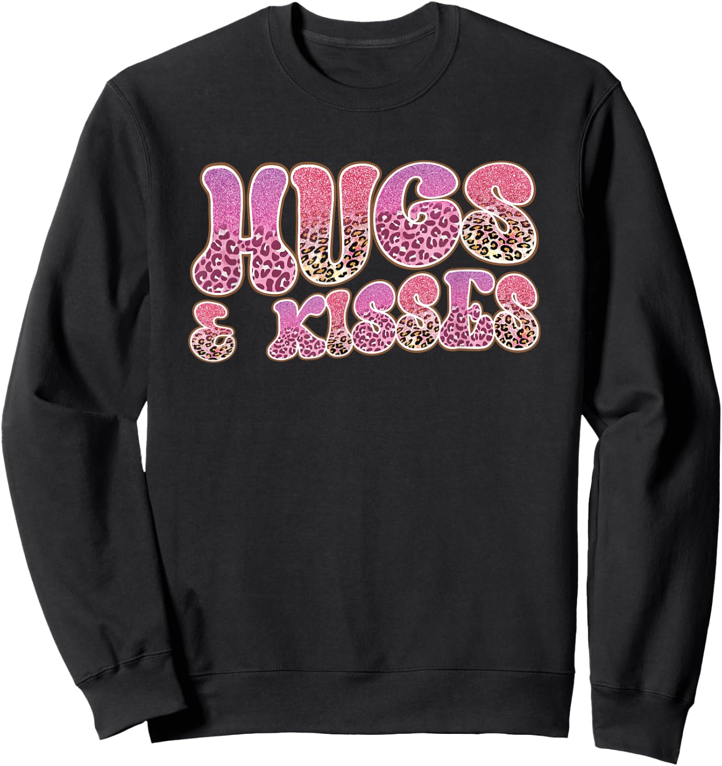 Animal Print Hugs Kisses Love Theme Sweatshirt - Sweatshirt | Black