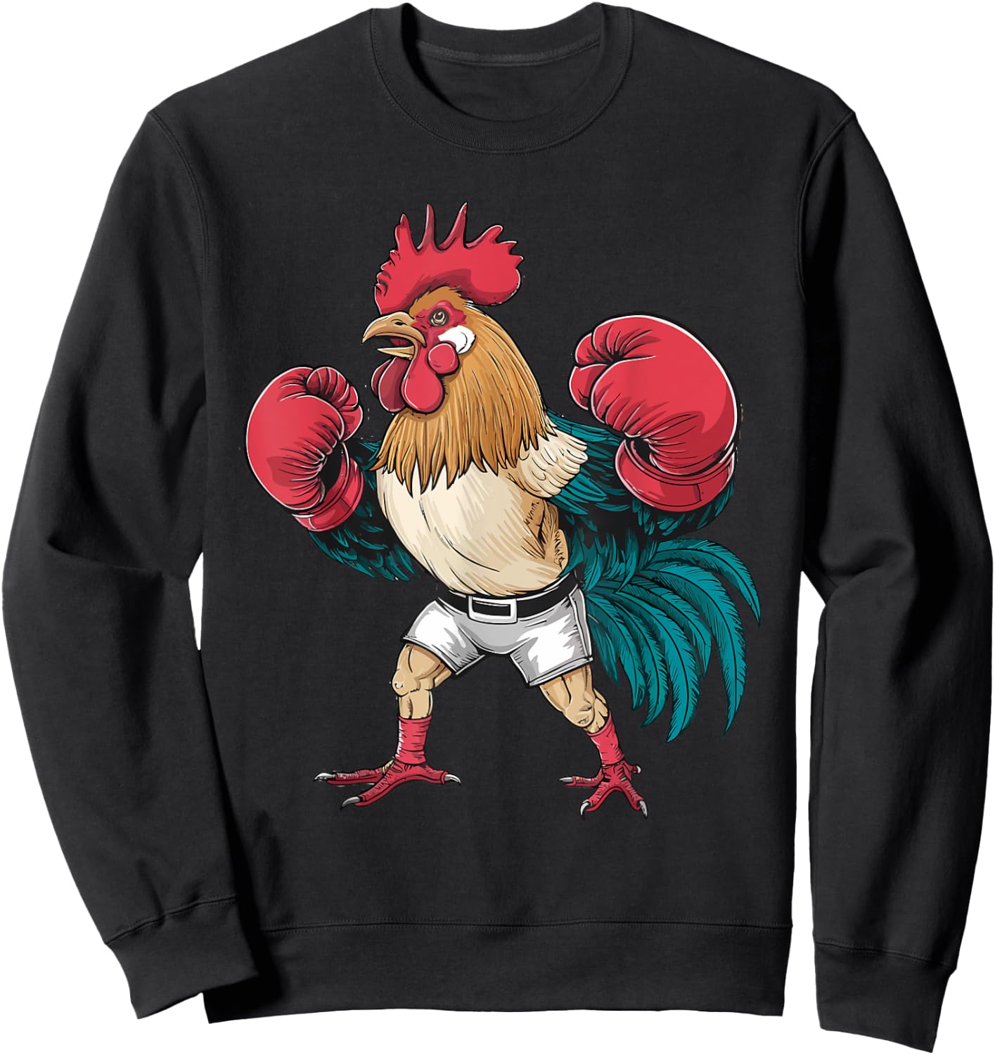 Funny Boxing Chicken With Red Gloves Kids Adults Sweatshirt - Sweatshirt | Black