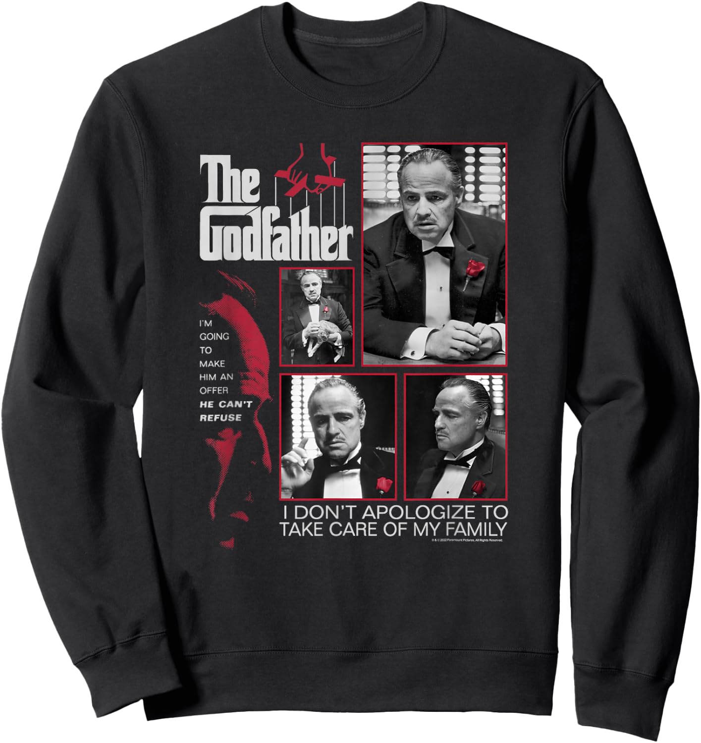 The Godfather Make Him An Offer He Can't Refuse Movie Poster Sweatshirt - Sweatshirt | Black