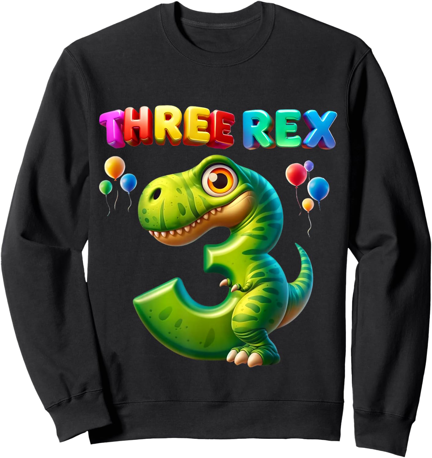 Three Rex 3rd Birthday Shirt Third Dinosaur 3 Year Old gift Sweatshirt - Sweatshirt | Black