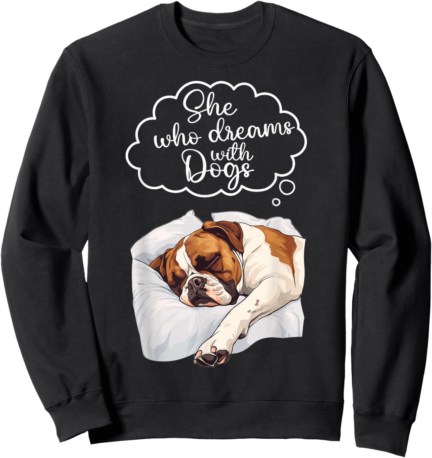 Boxer Dog Nightgown Pajama Sweatshirt - Sweatshirt | Black