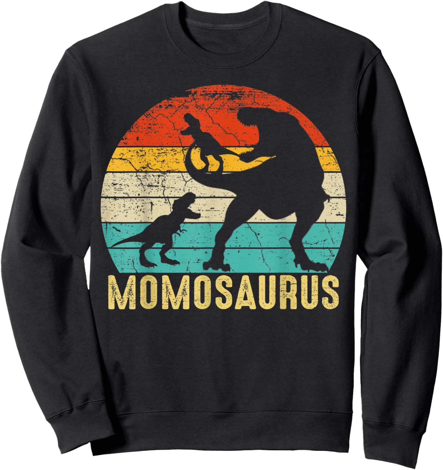 Momosaurus T Rex Momo Dinosaur 2 Kids Matching Family Sweatshirt - Sweatshirt | Black