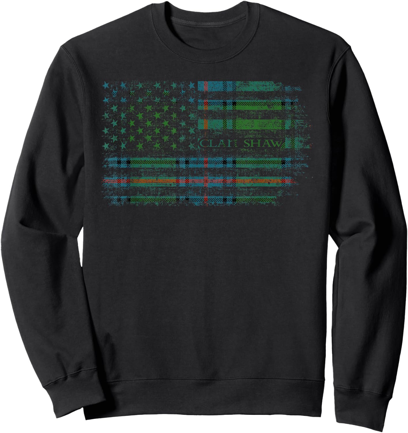 Clan Shaw Scottish tartan US flag kilt Scotland Sweatshirt - Sweatshirt | Black