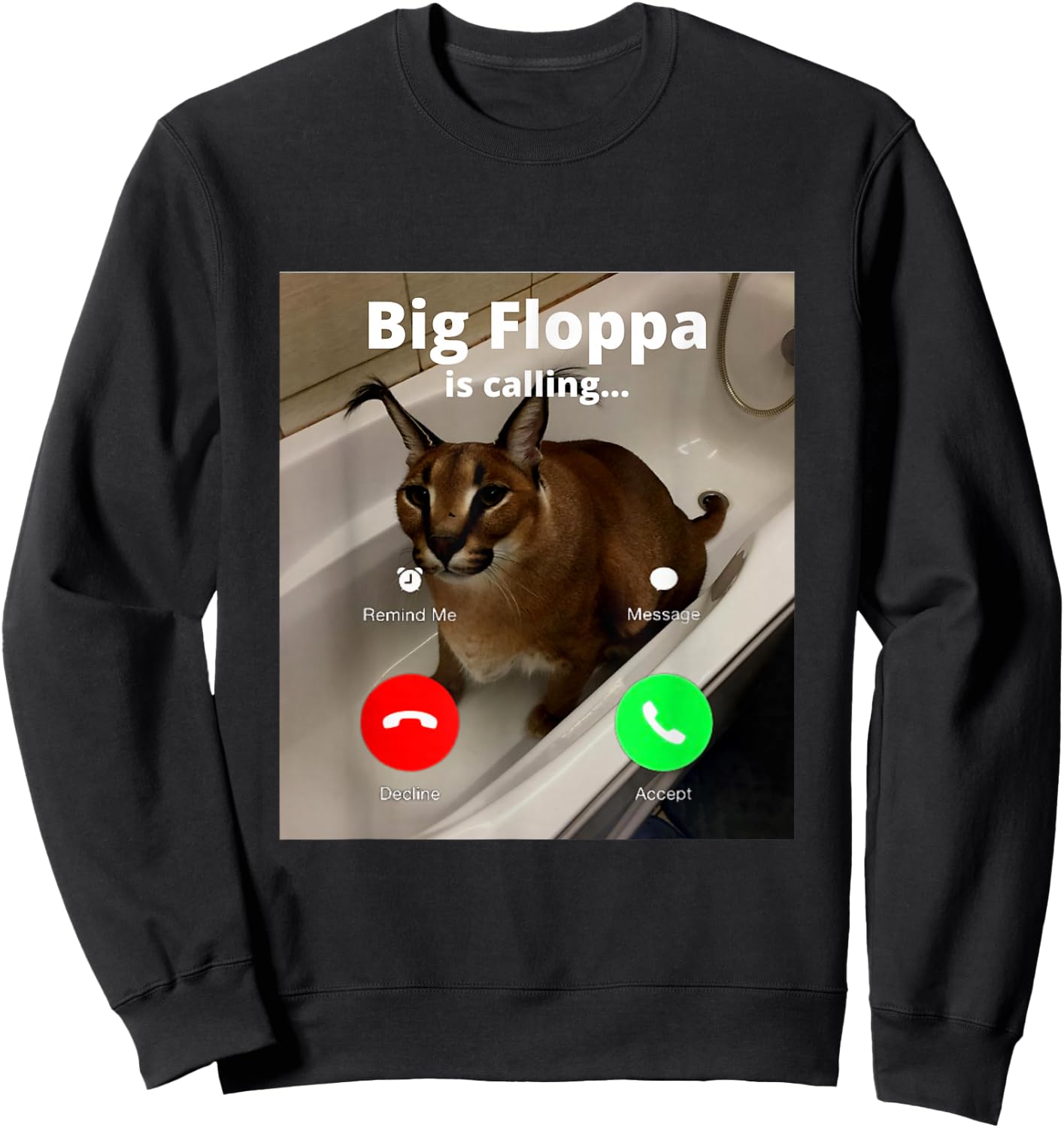 Lustiger Big Floppa Mein geliebter Big Floppa ruft Meme Cat Sweatshirt - Sweatshirt | Black