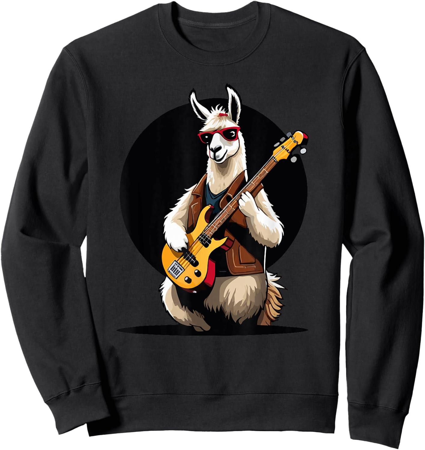 Llama playing Electric Guitar, Llama Guitarist Sweatshirt - Sweatshirt | Black