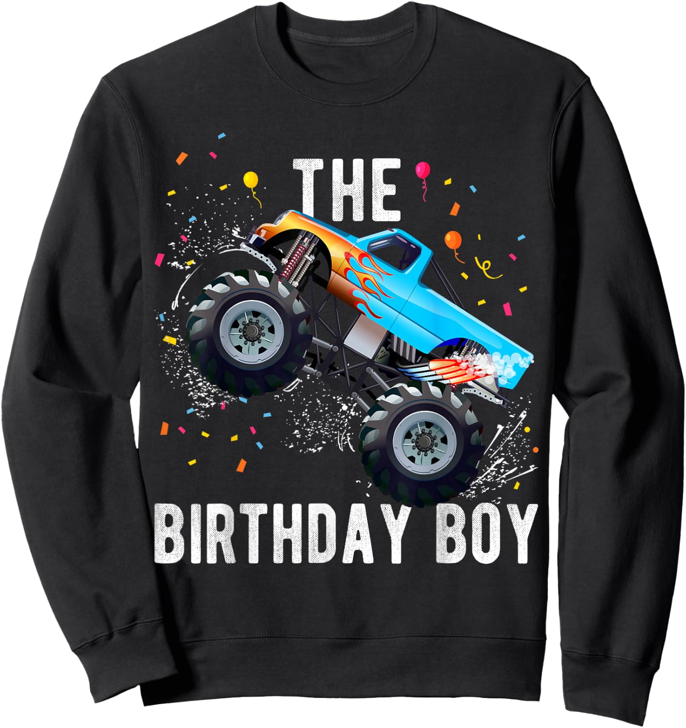 Birthday Boy Monster Truck Family Matching Sweatshirt - Sweatshirt | Black