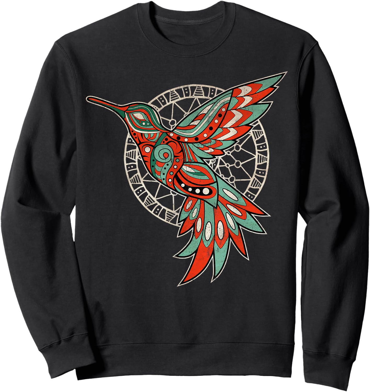 InGENIUS Native American Indian Day Shirts & Gifts -Adults Hummingbird Tribal Art Native American Tribal Art Black Small Classic Fit Pull On Round Collar Short Sleeve Sweatshirt - Sweatshirt | Black