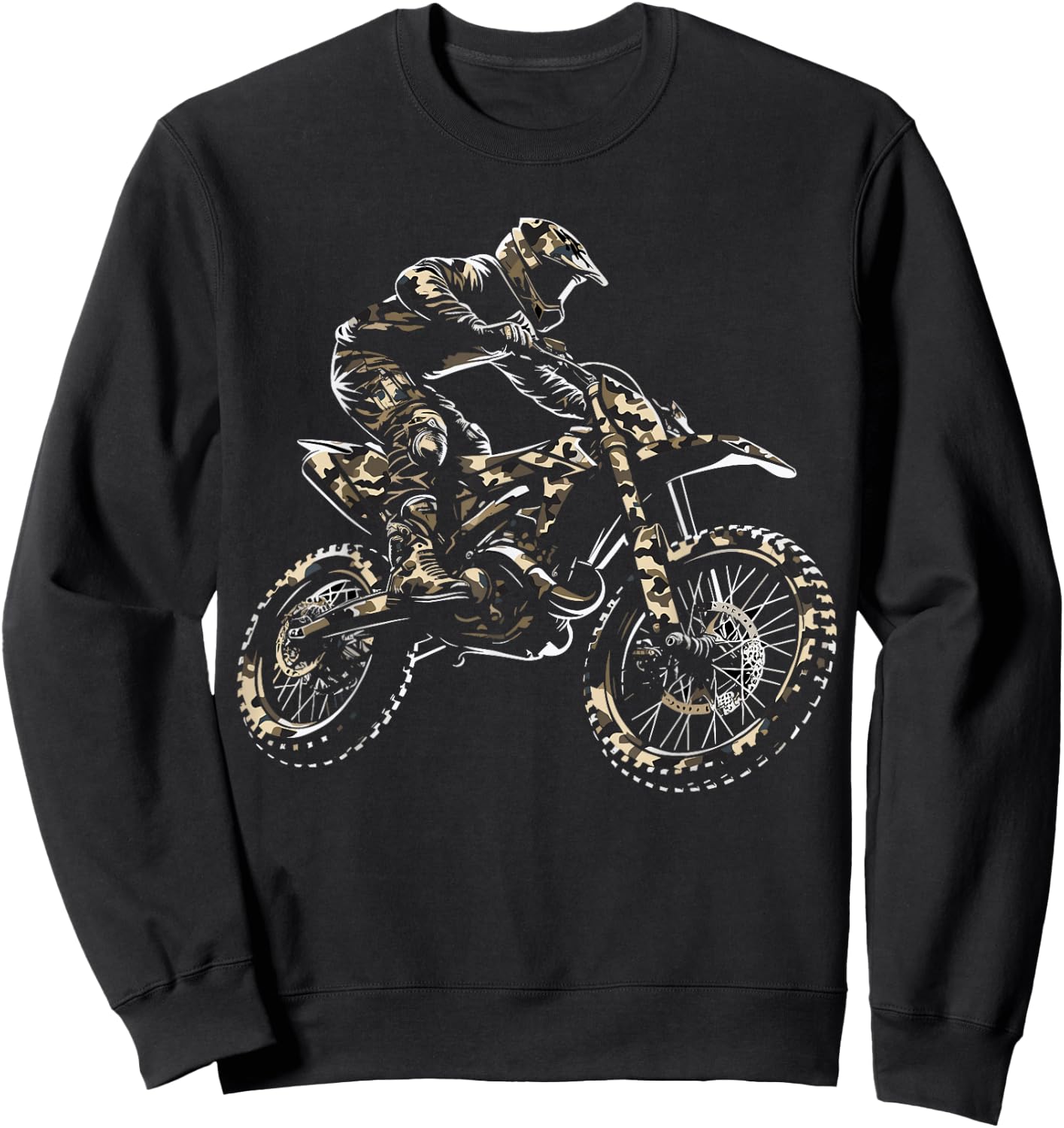 Camo Motocross Dirt Bike Camouflage Sweatshirt - Sweatshirt | Black
