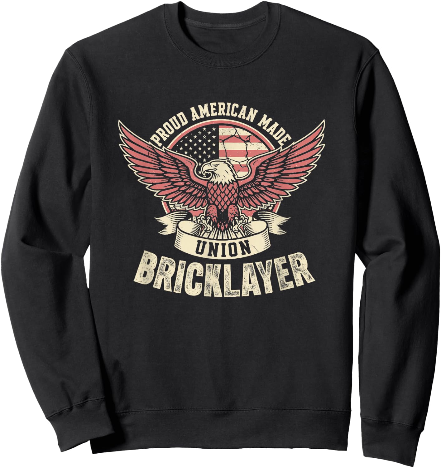 Bricklayer Proud American Made USA Flag Sweatshirt - Sweatshirt | Black