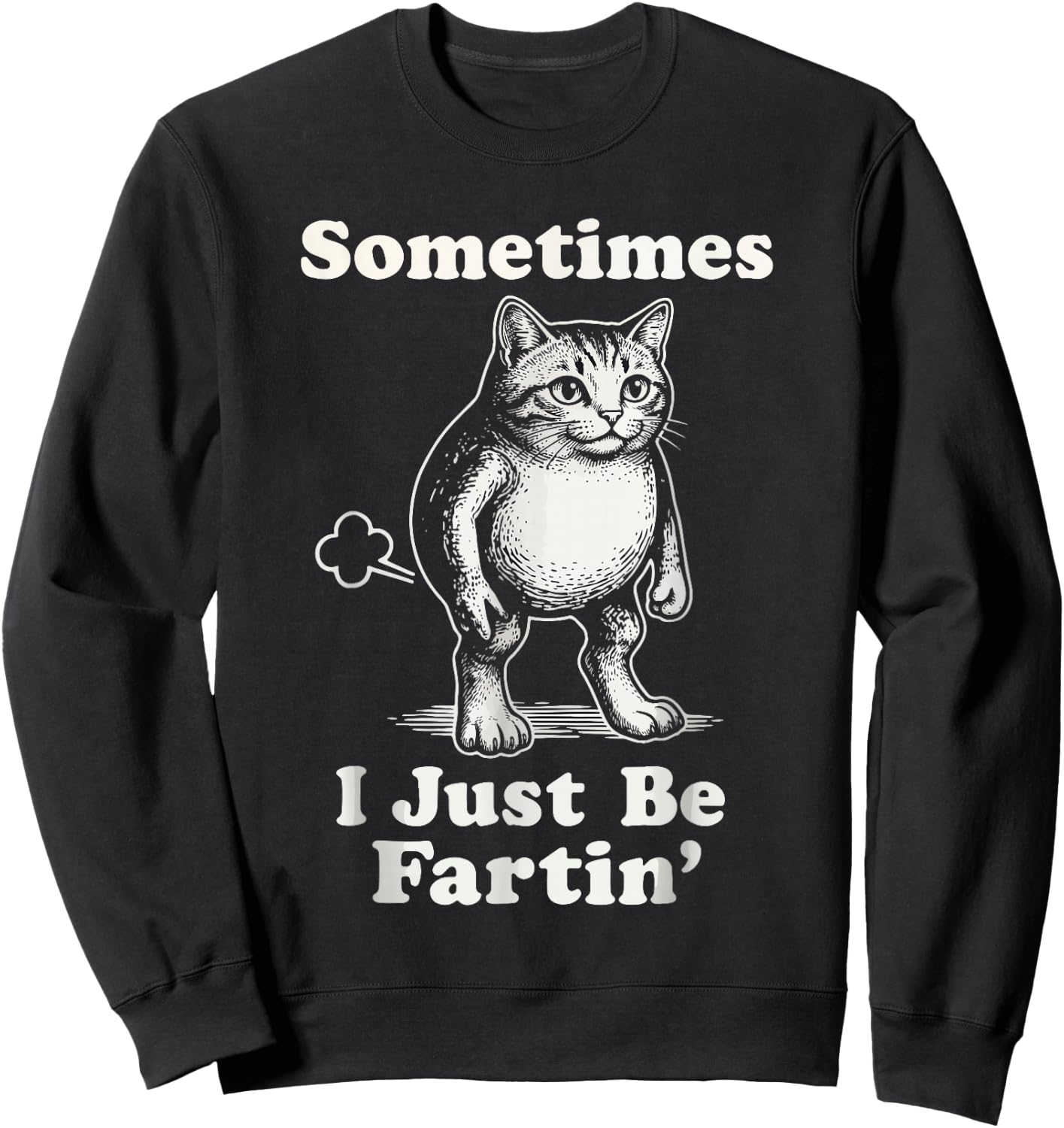 Sometimes I'm Just Fartin' Cat Lover Funny Sarcasm Sweatshirt - Sweatshirt | Black