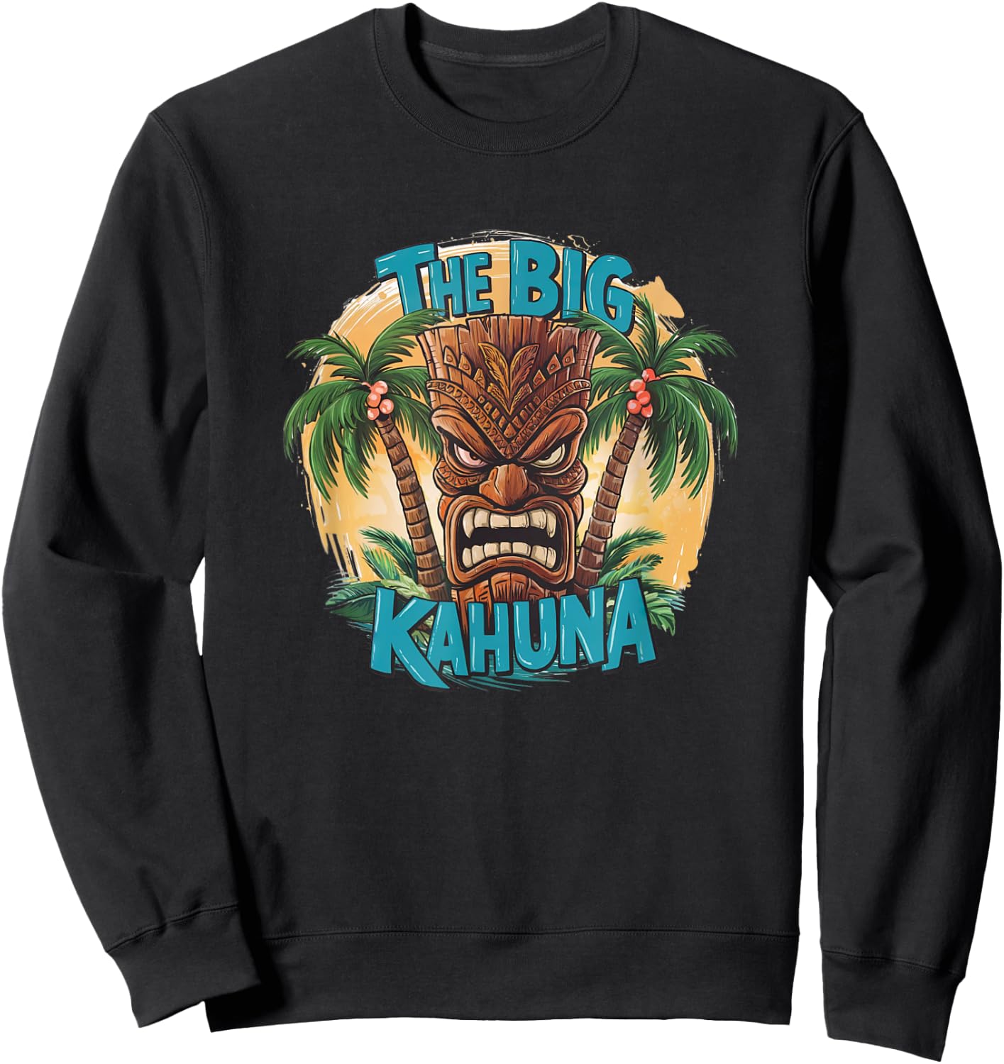 Tiki Big Kahuna Funny Hawaiian Fête des Pères Vacances Tropical Sweatshirt - Sweatshirt | Black