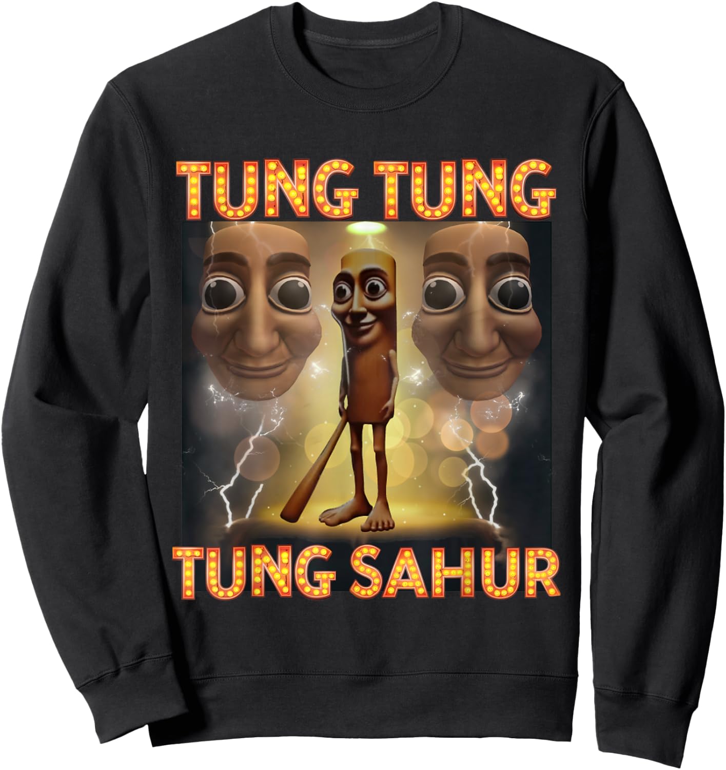 Tung Tung Sahur Funny Meme Italian Brain Red Sweatshirt - Sweatshirt | Black