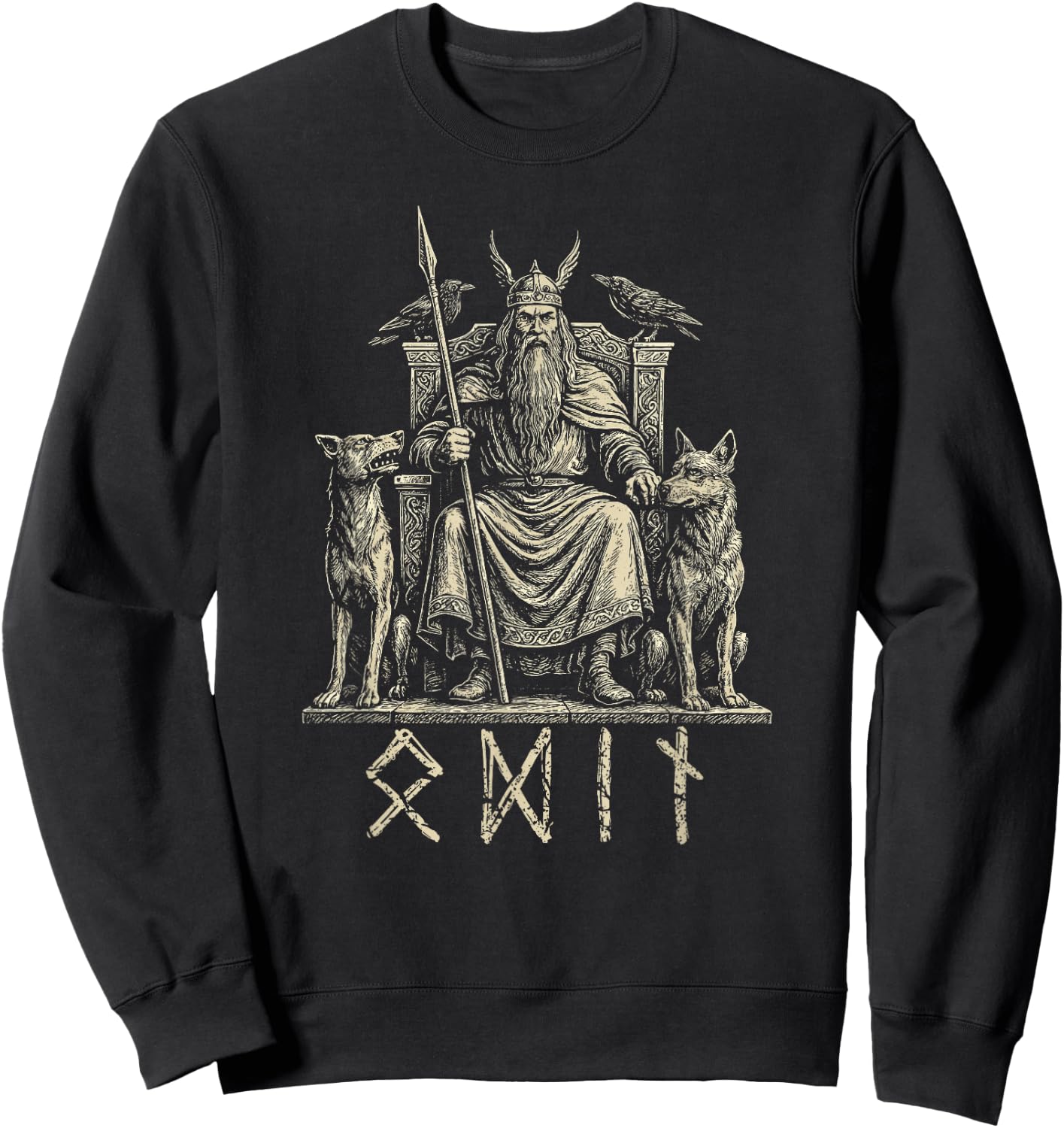 Odin Wolves Ravens Odins Wotan Nordic Viking God Viking Sweatshirt - Sweatshirt | Black