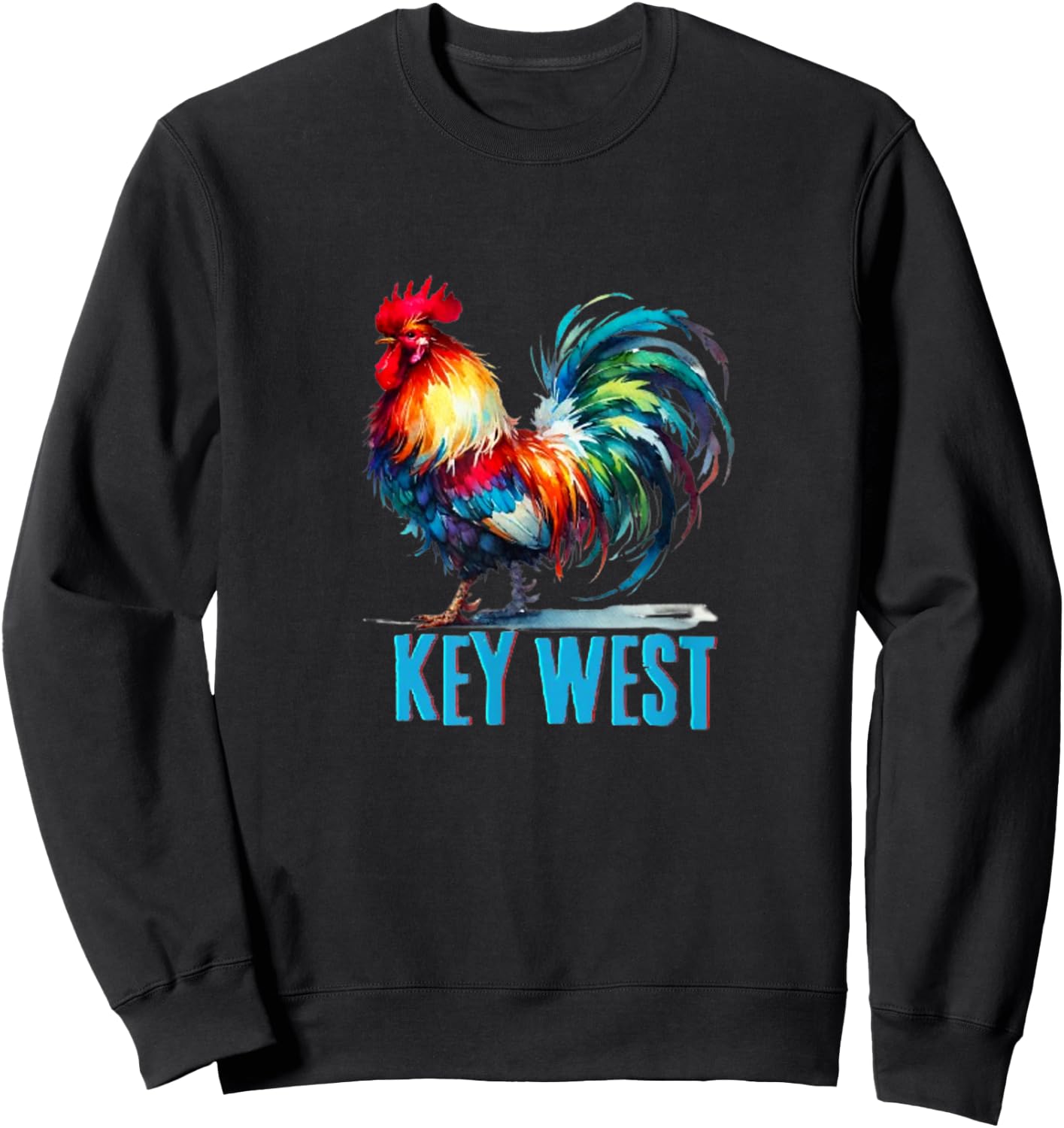 Key West Colorful Rooster Florida Keys Sweatshirt - Sweatshirt | Black