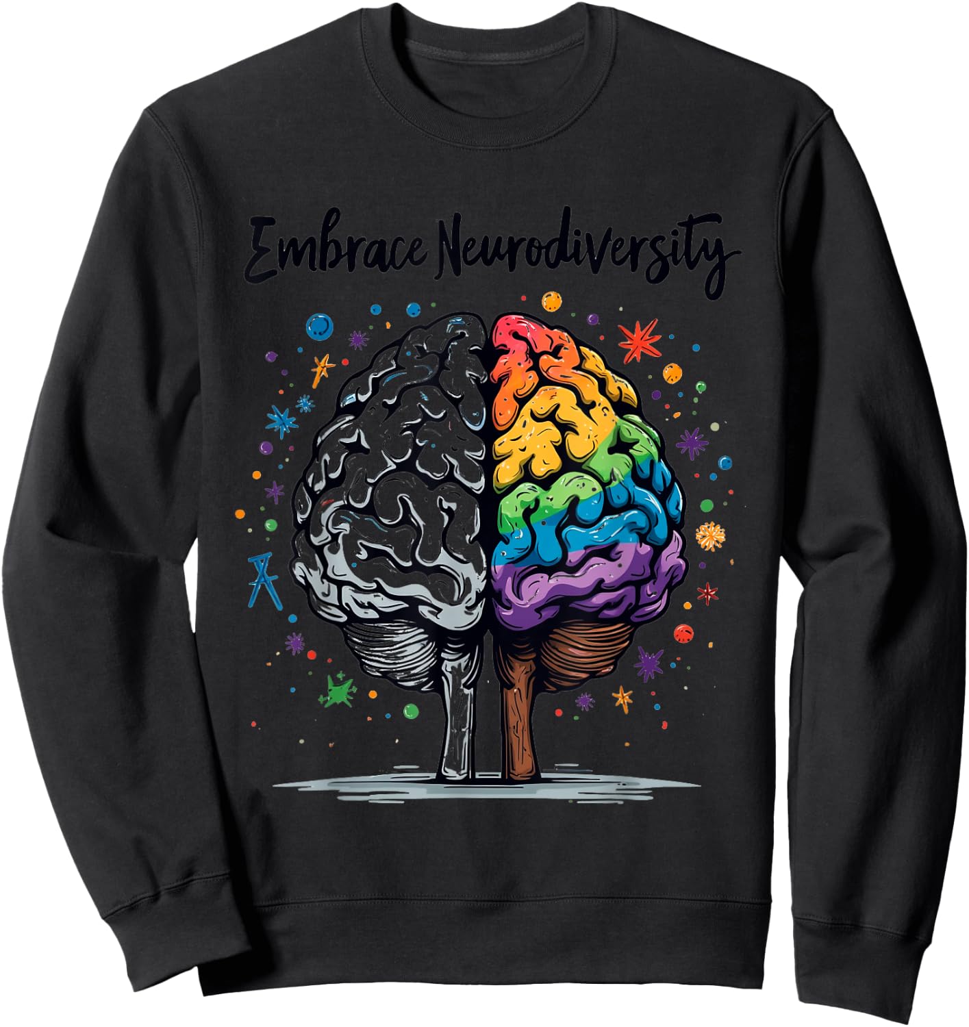 Embrace Neurodiversity Neurodiversity Brain , black Sweatshirt - Sweatshirt | Black