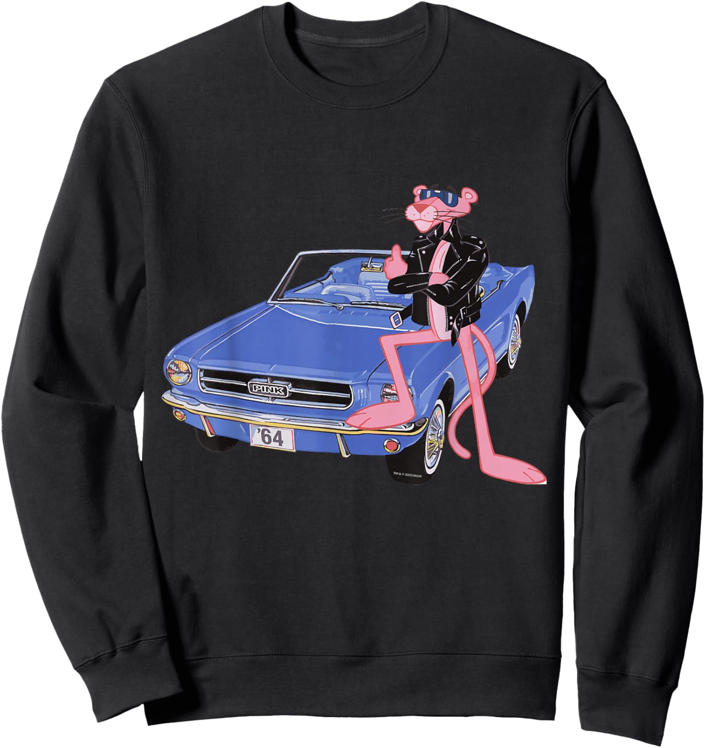 Pink Panther Vintage 1964 Convertible Car Cool Cat Sweatshirt - Sweatshirt | Black