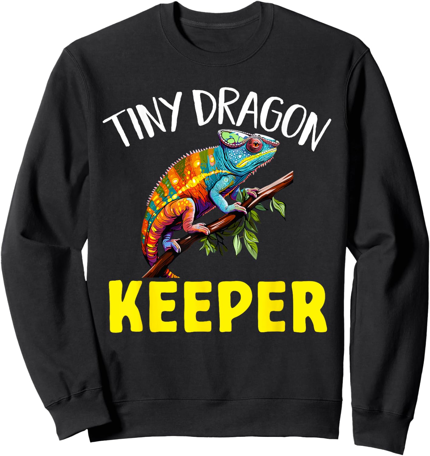 Chameleon Reptile Tiny Dragon Keeper Sweatshirt - Sweatshirt | Black