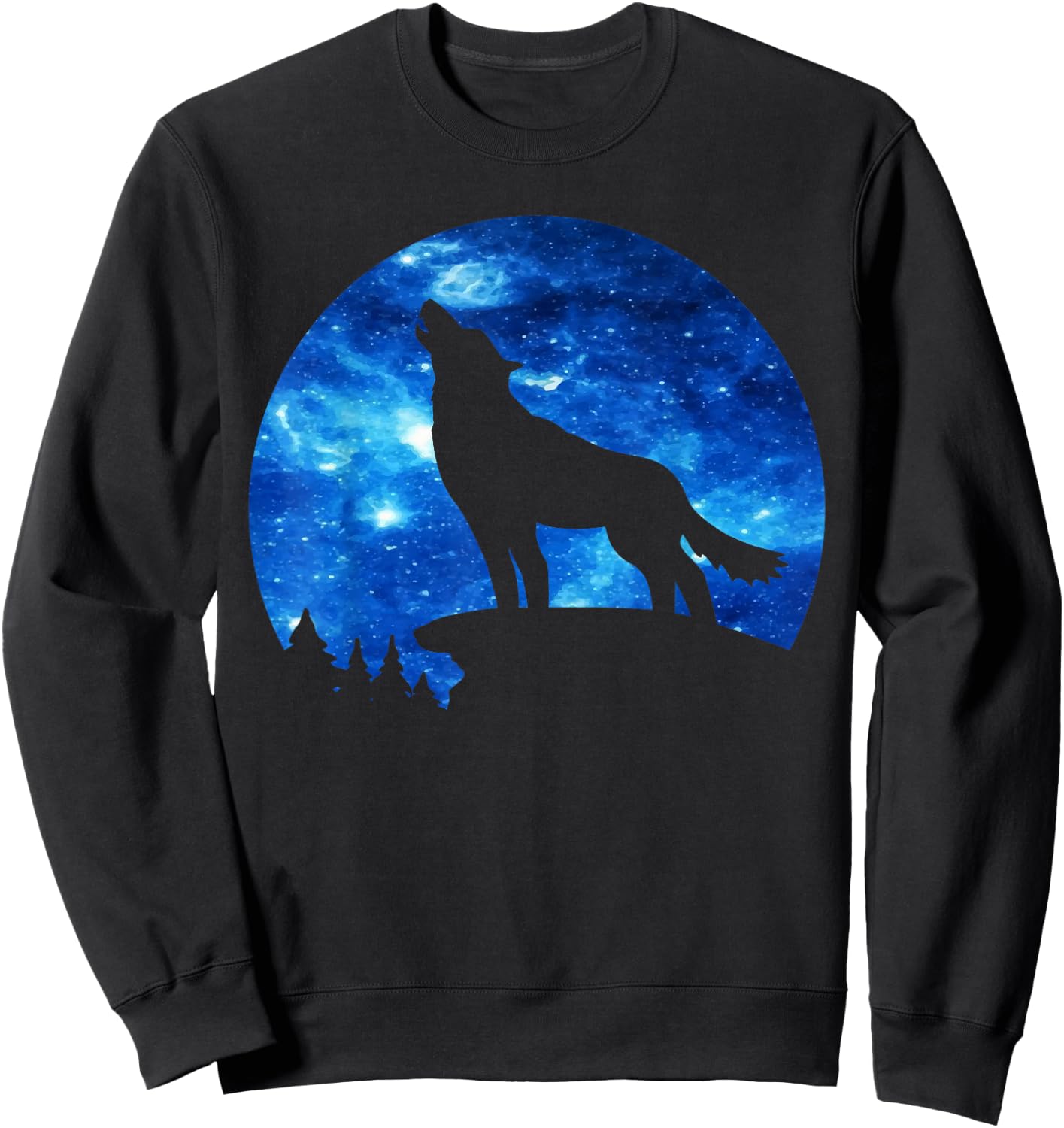 Wolf Paws Galaxy Wild Lone Wolves Stars Moon Wolf Sweatshirt - Sweatshirt | Black