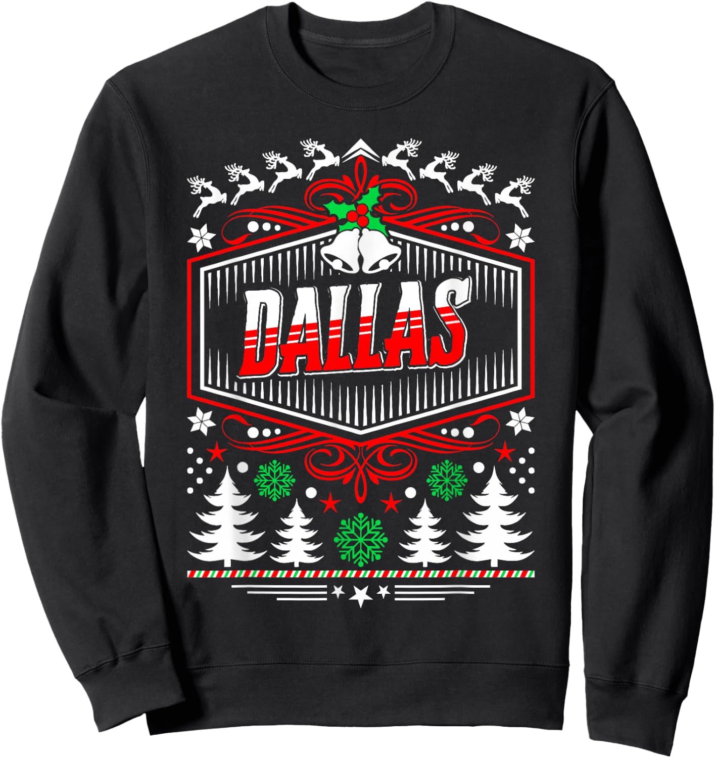 Dallas Ugly Christmas Gift Friends or Family Sweatshirt - Sweatshirt | Black