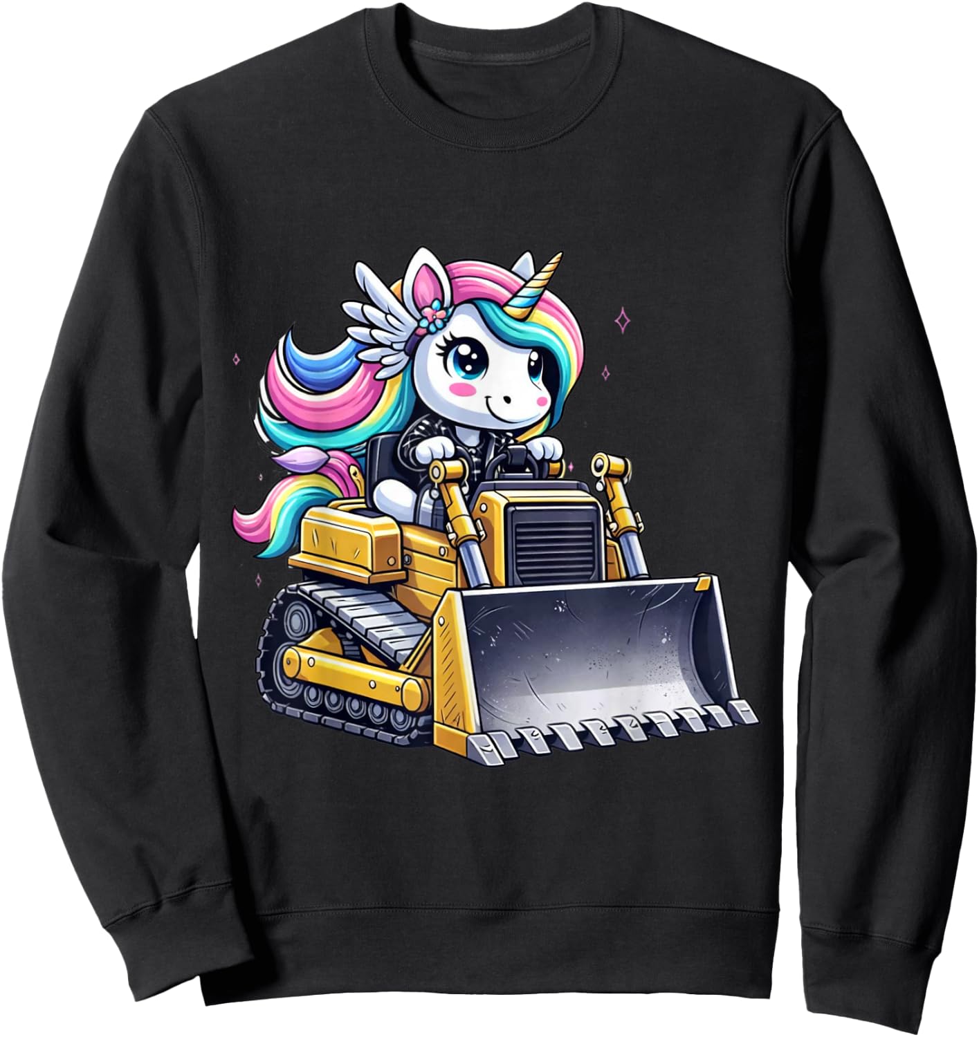 Unicorn Riding Bulldozer Sweatshirt - Sweatshirt | Black