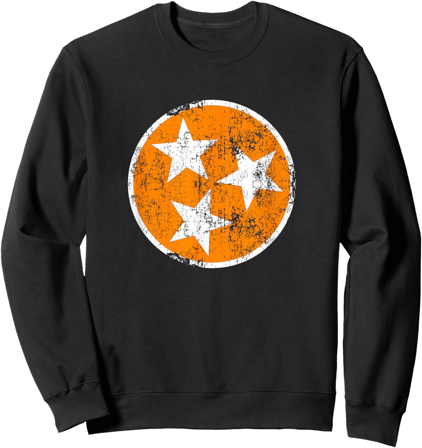 3 Star TN Orange and White Distressed Tennessee State Flag Sweatshirt - Sweatshirt | Black