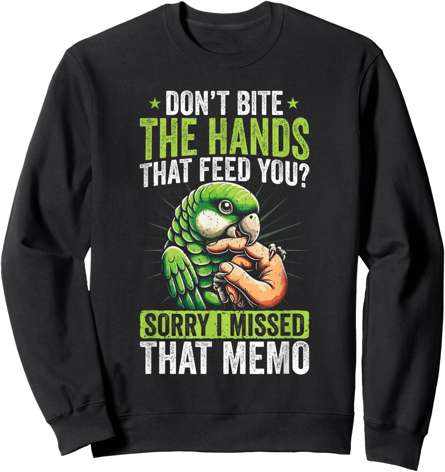 Green Quaker Parrot. Sweatshirt - Sweatshirt | Black