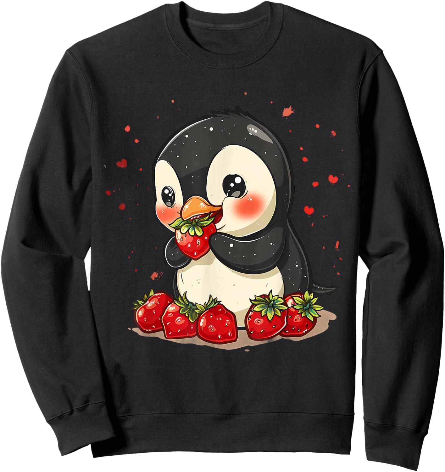 Strawberry Penguin Cute Strawberries Fruit Animal Lovers Sweatshirt - Sweatshirt | Black
