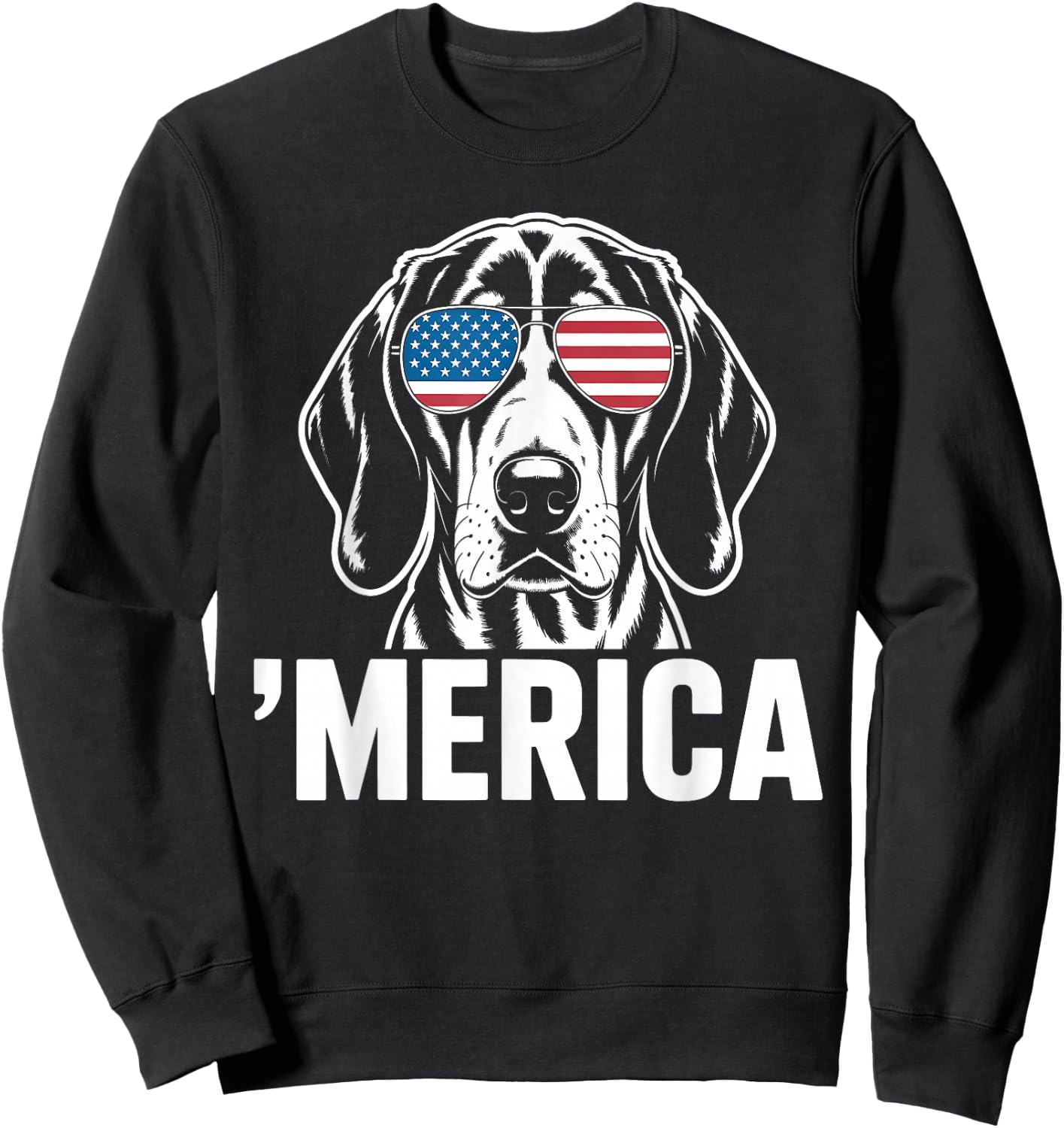 Patriotic American Flag 4th of July Treeing Walker Coonhound Sweatshirt - Sweatshirt | Black