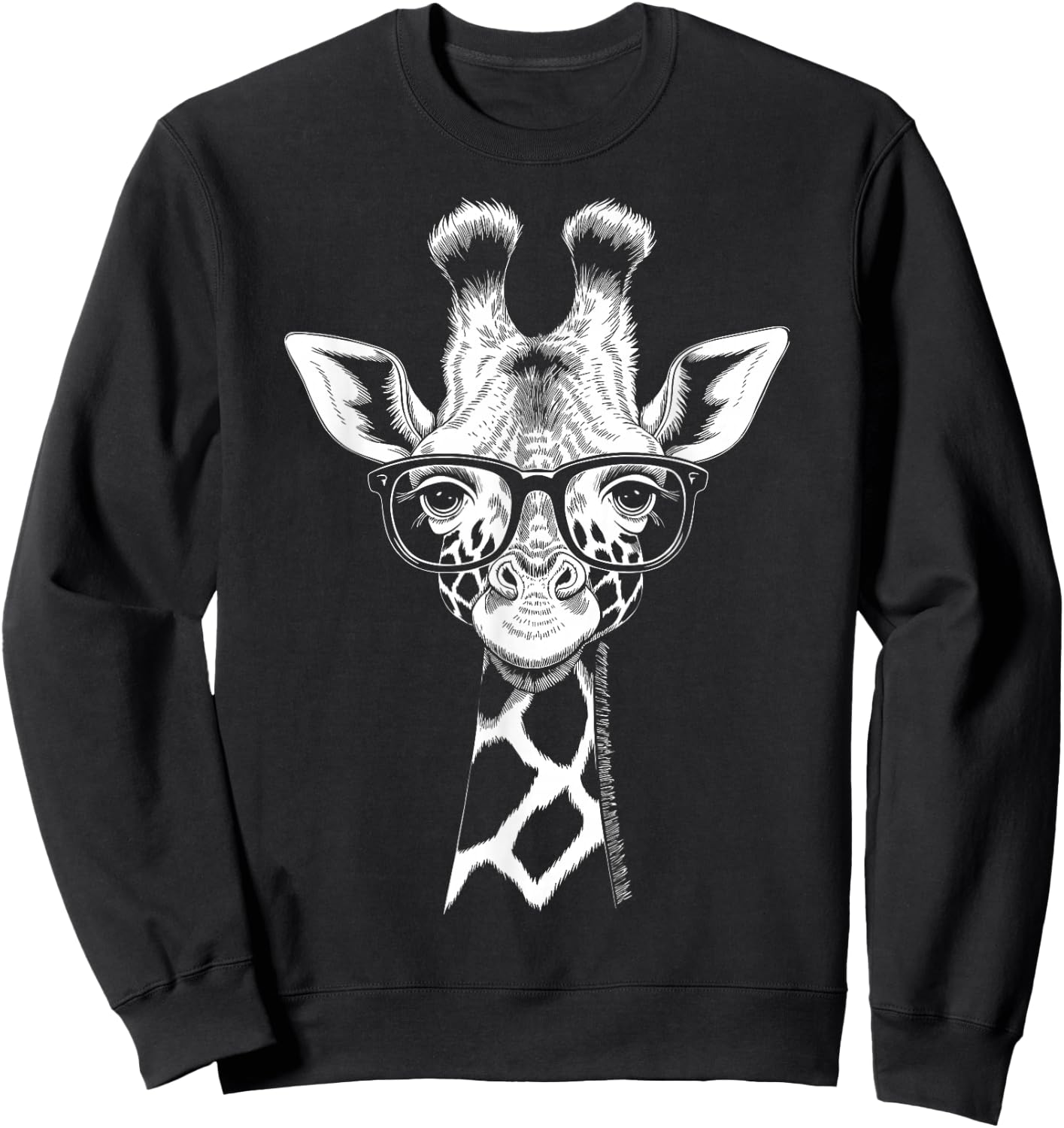 Cool Giraffe Graphic Casual Summer Funny Cute Animal Lover Sweatshirt - Sweatshirt | Black
