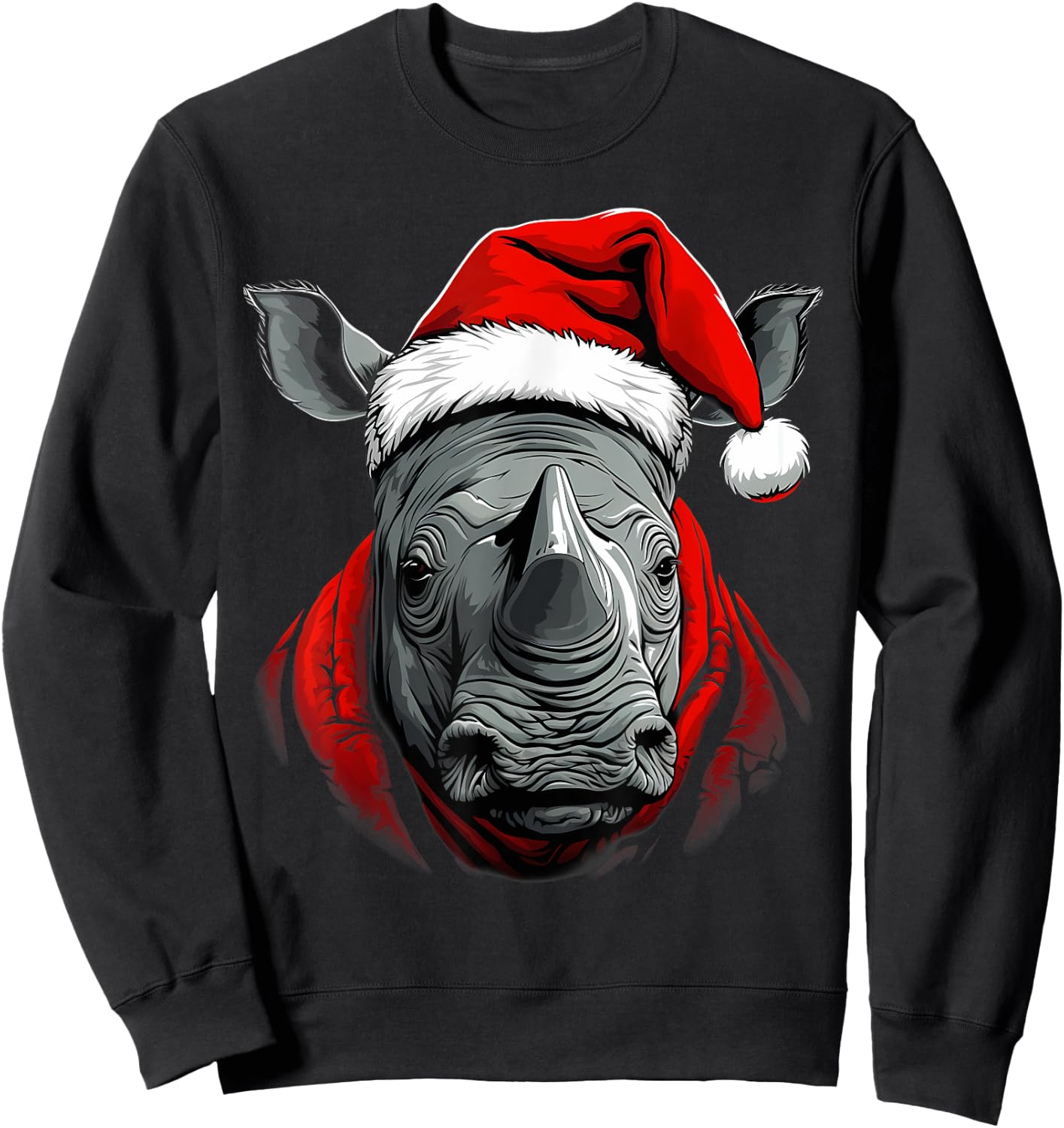 Merry Xmas Rhino Christmas Sweatshirt - Sweatshirt | Black