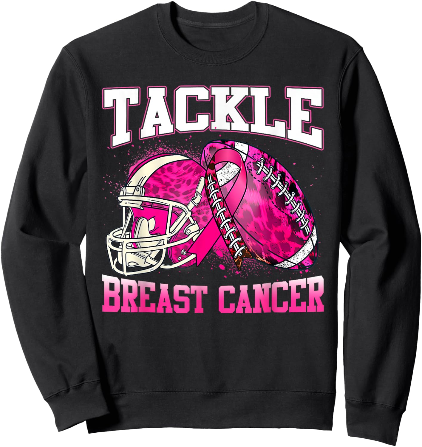 Tackle Breast Cancer Awareness Pink Ribbon Football Boy Kids Sweatshirt - Sweatshirt | Black