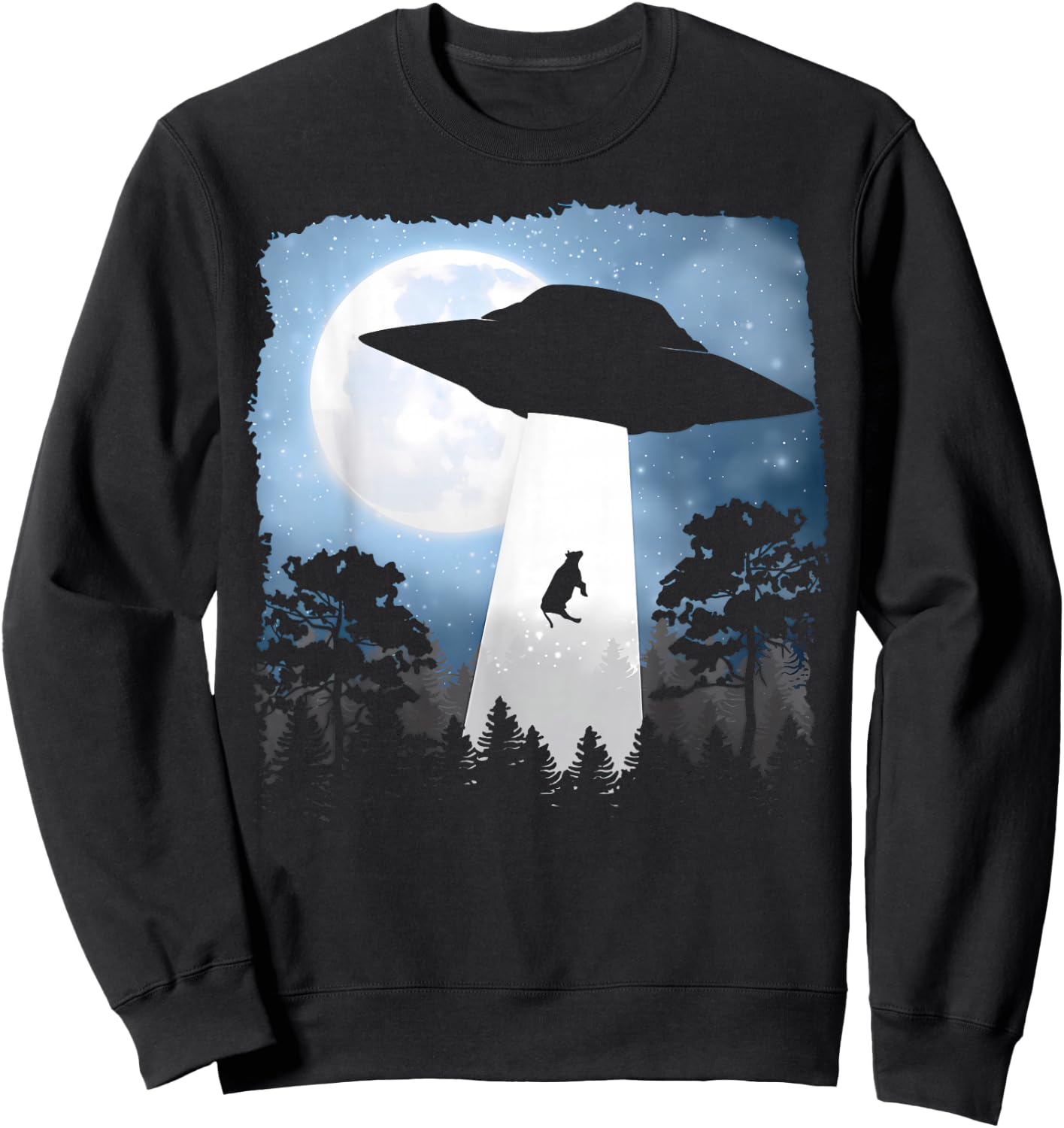 UFO Cow Abduction Funny Sci Fi Alien Space Sweatshirt - Sweatshirt | Black