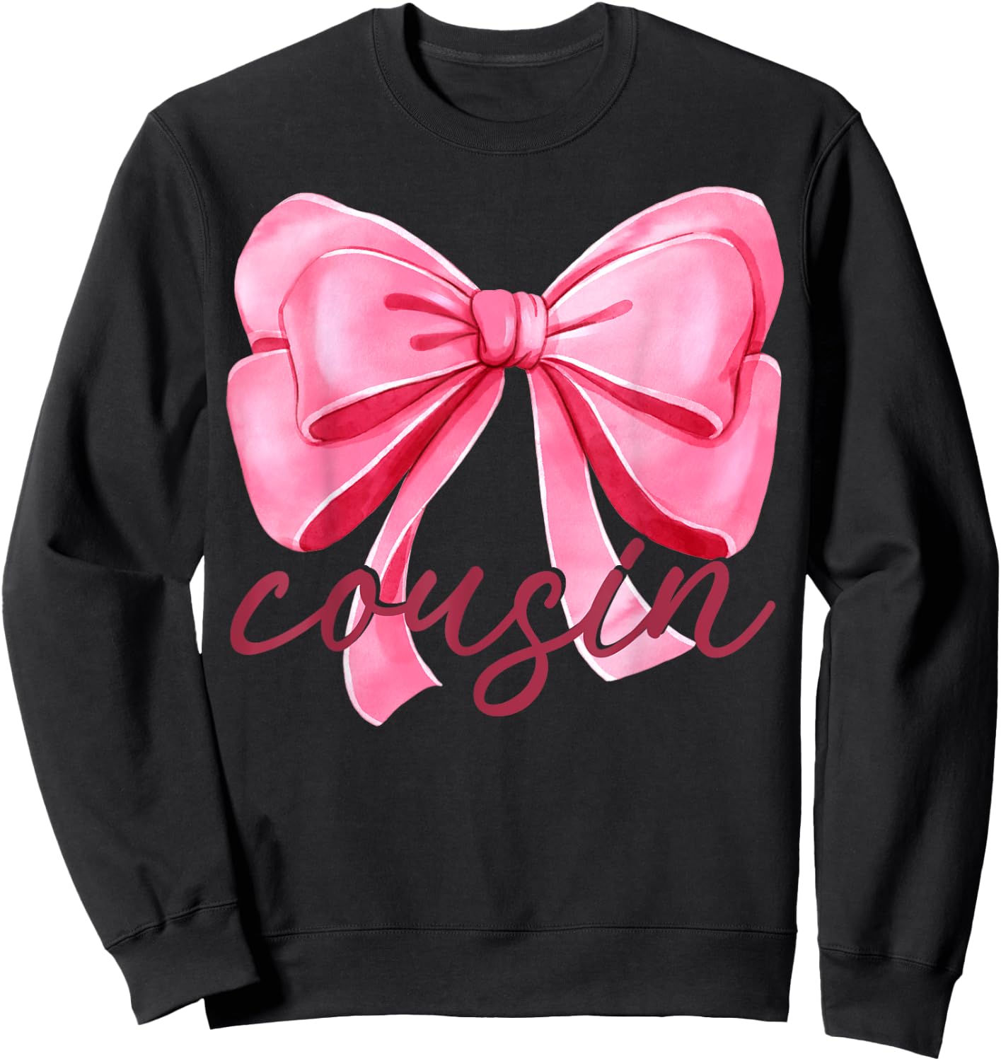 Cousin Pink Bow Birthday Baby Shower Family Pink Ribbon Sweatshirt - Sweatshirt | Black