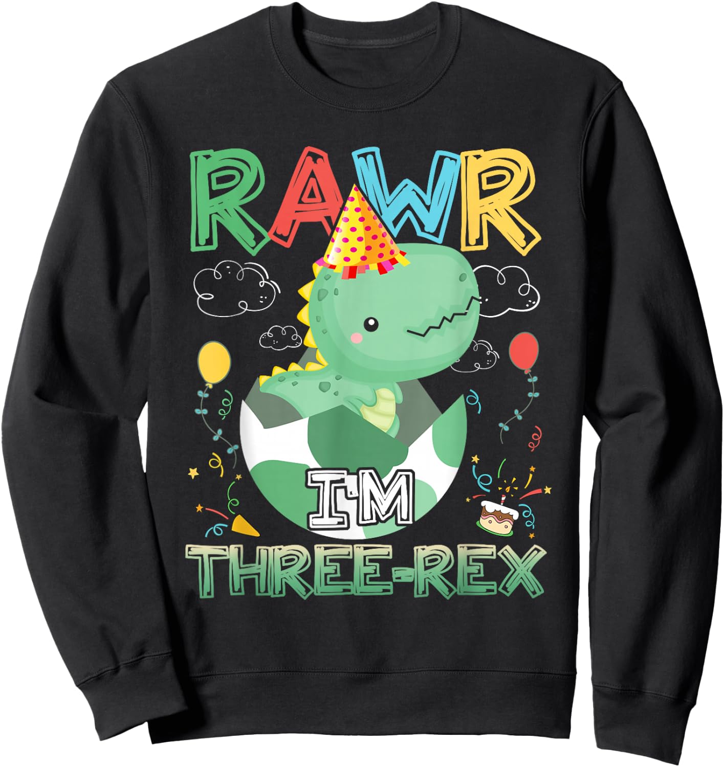 Kids Rawr I'm Three-Rex 3. Geburtstag 3 Jahre alter Dinosaurier Sweatshirt - Sweatshirt | Black