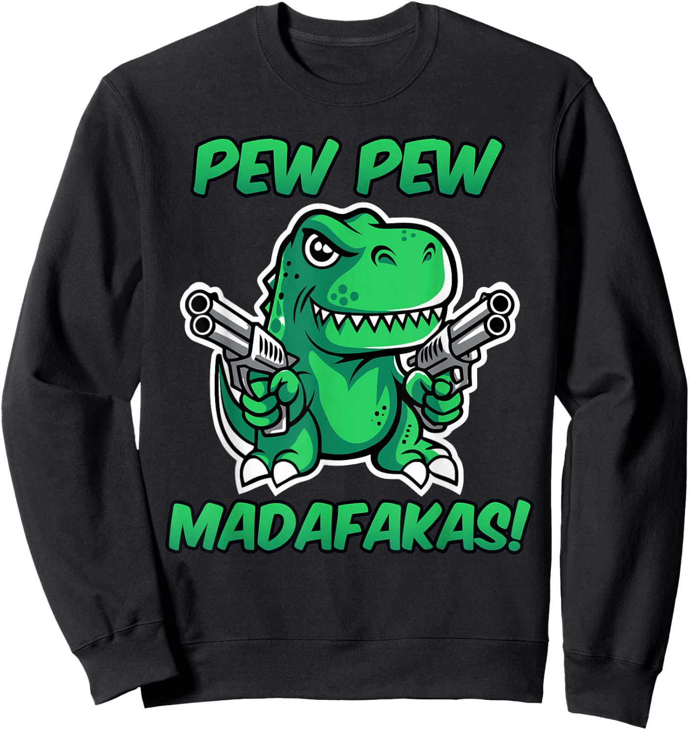 Funny T-Rex with Weapons Sweatshirt - Sweatshirt | Black