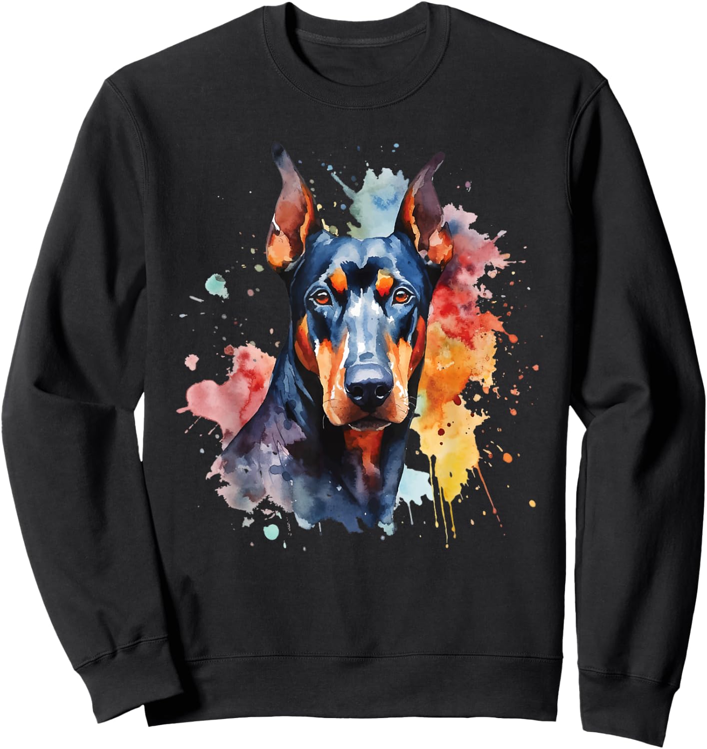 Doberman Pinscher Portrait - Dog Lover Pet Canine Lover Sweatshirt - Sweatshirt | Black