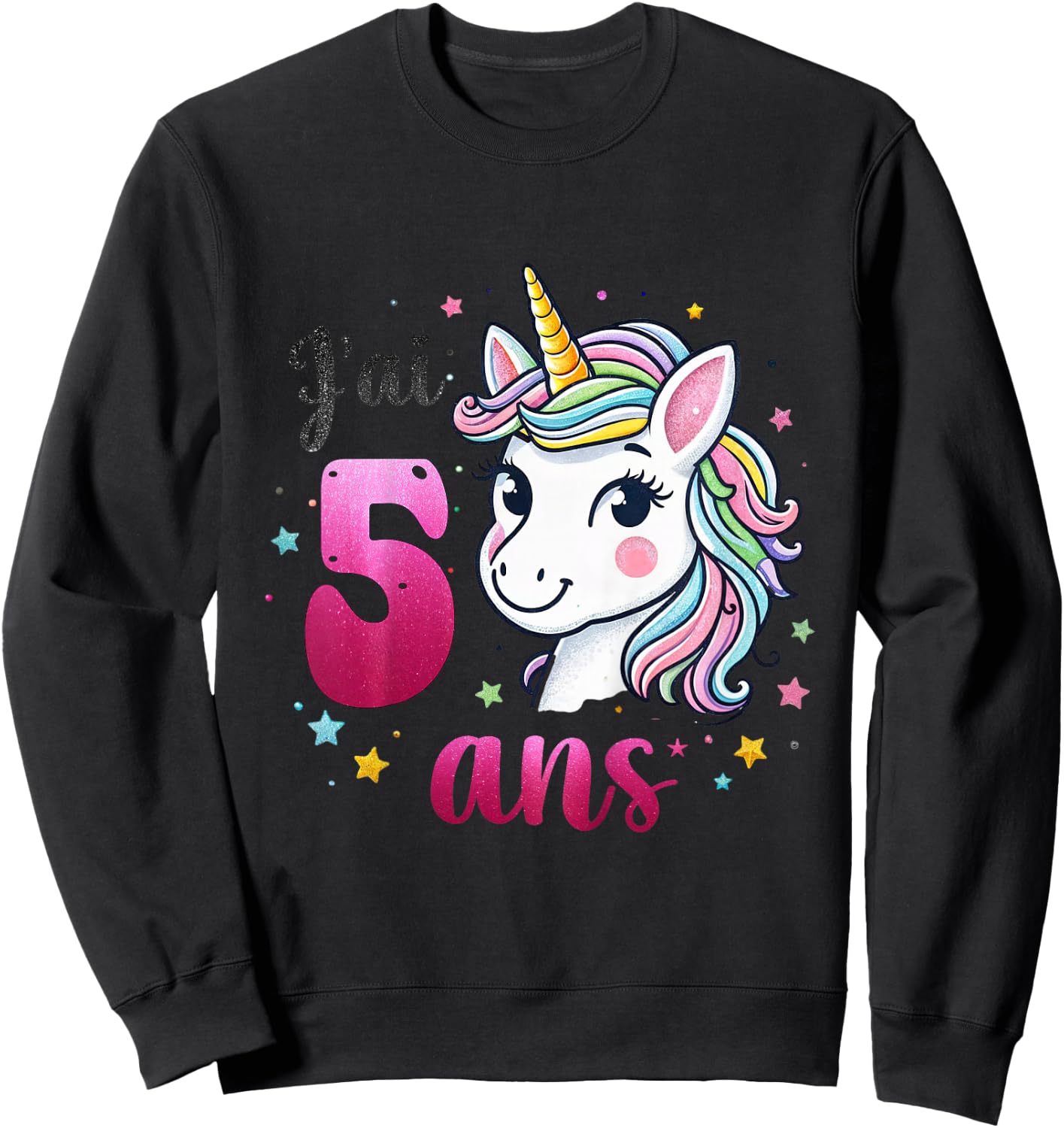 Children's Unicorn Girls I Have 5 Years Gift 5th Birthday , white, 2 Sweatshirt - Sweatshirt | Black