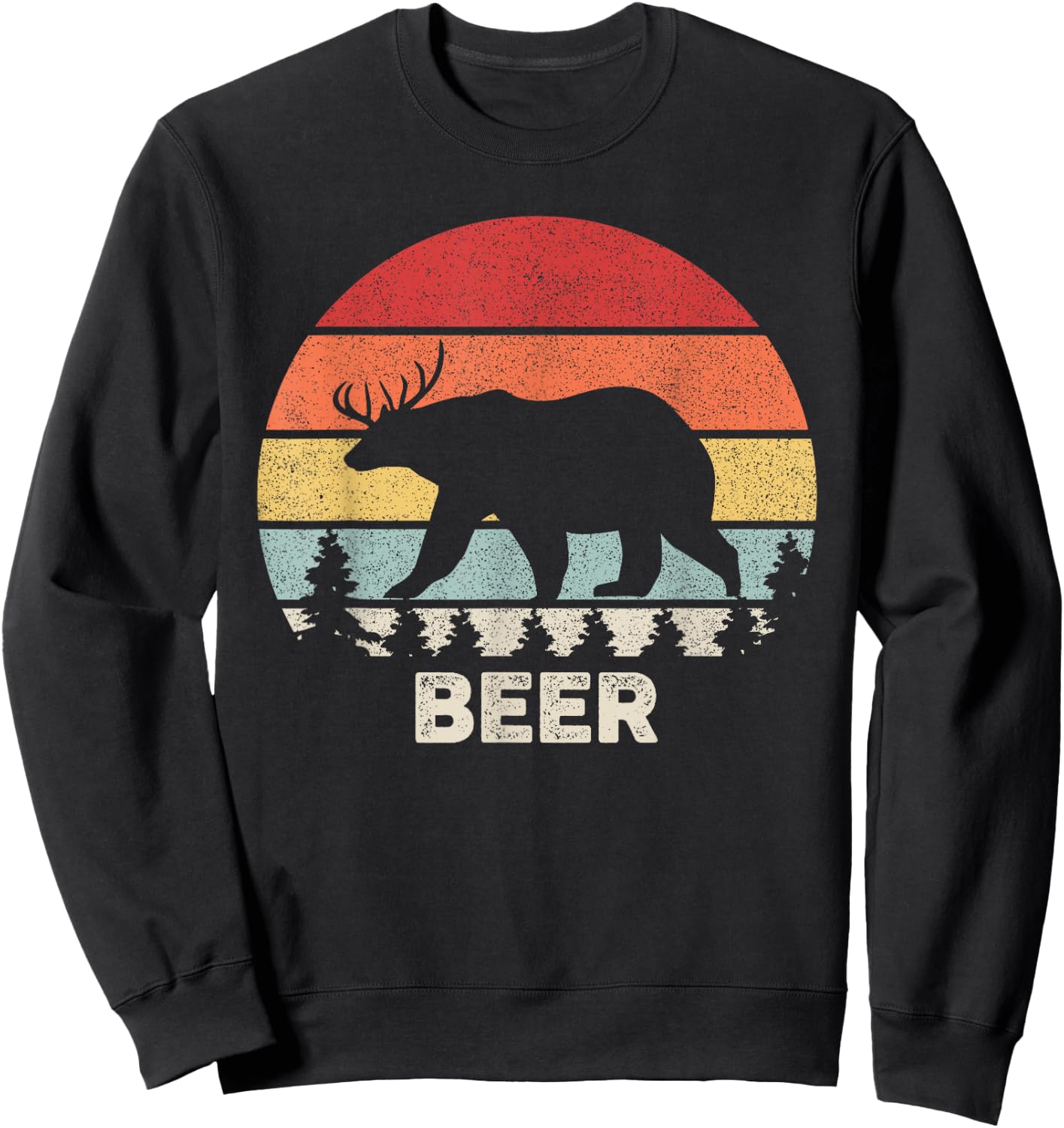 Retro Bear Deer Shirt Animal Lover Gifts Funny Beer Vintage Sweatshirt - Sweatshirt | Black