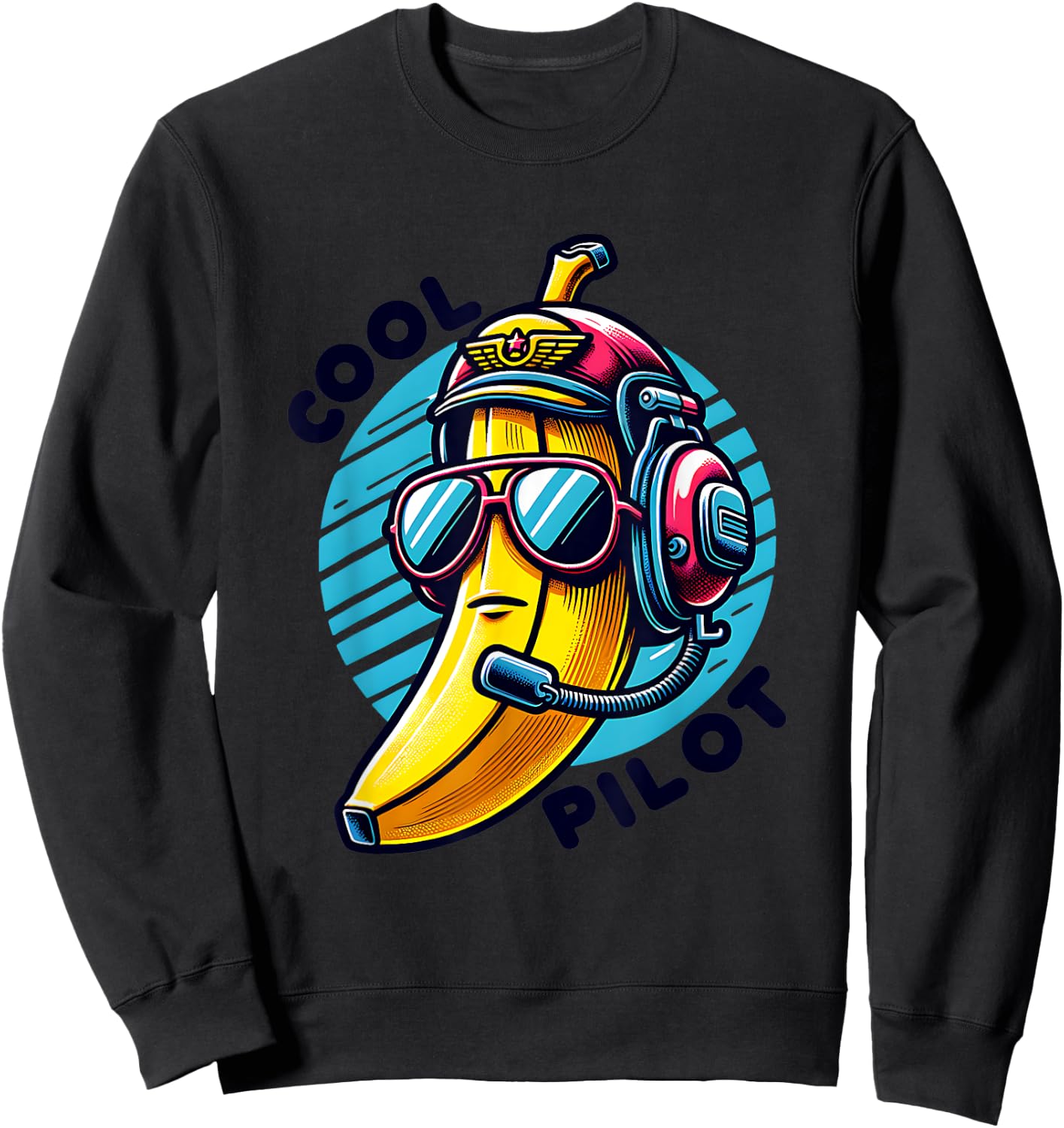 Cool Pilot Funny Banana Aviator Style Sweatshirt - Sweatshirt | Black