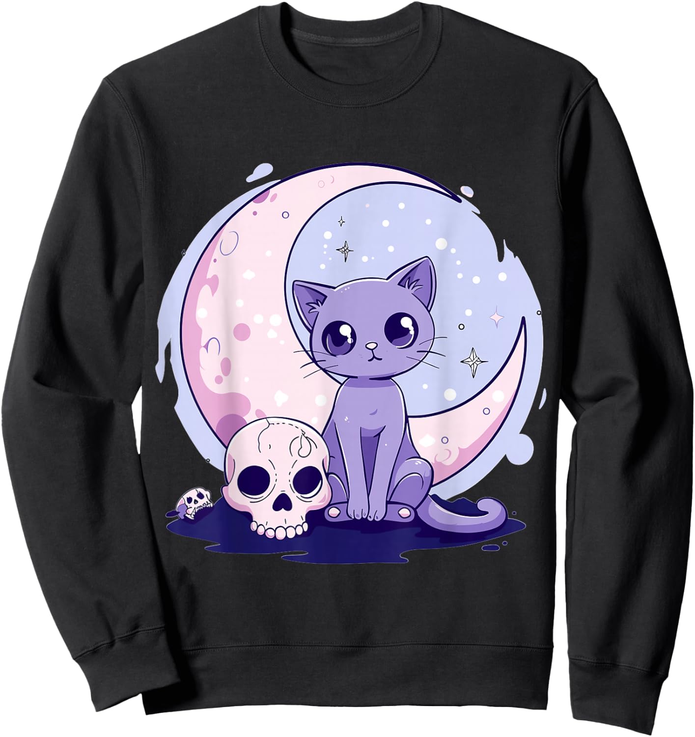 Goth Pastel Cute Creepy Kawaii Cat Kitten Sweatshirt - Sweatshirt | Black