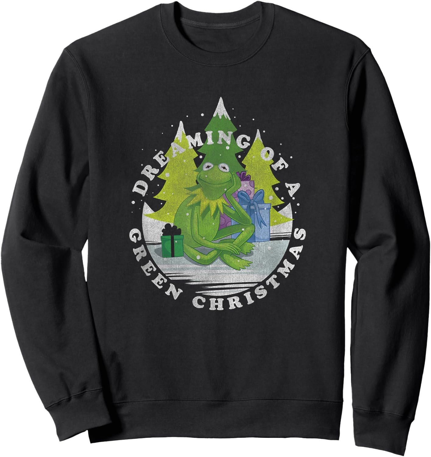 Disney Christmas The Muppets Kermit Dreaming of Green Sweatshirt - Sweatshirt | Black