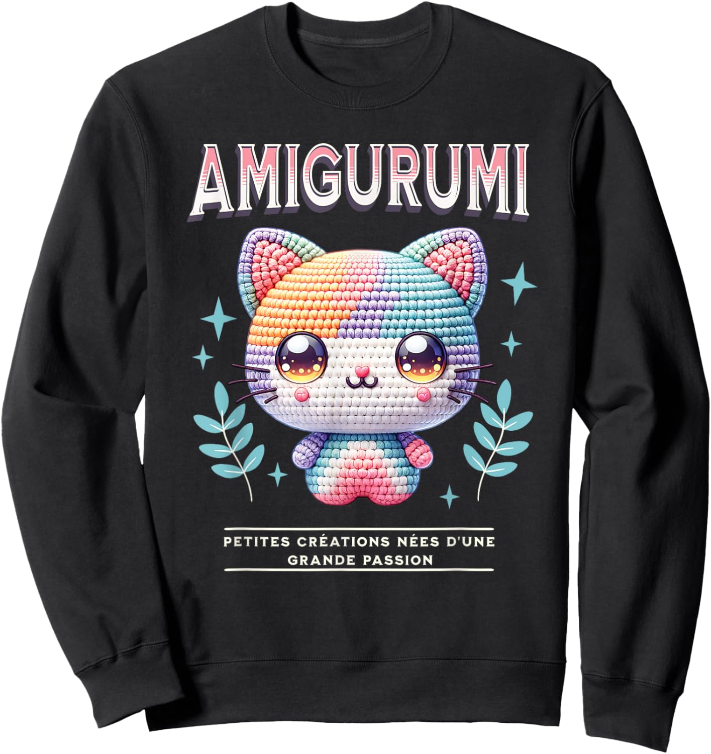 Amigurumi Kawaii Funny Funny Cat Design Gift Sweatshirt - Sweatshirt | Black