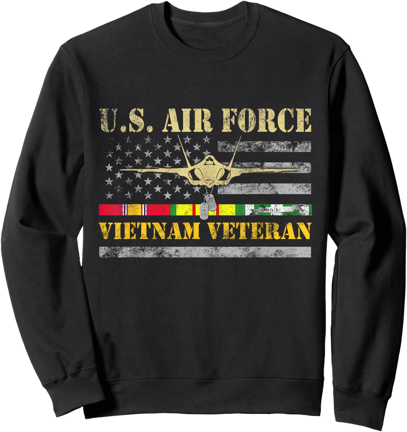 U.S Air Force Vietnam Veteran Shirt USAF Veteran Flag Gift Sweatshirt - Sweatshirt | Black