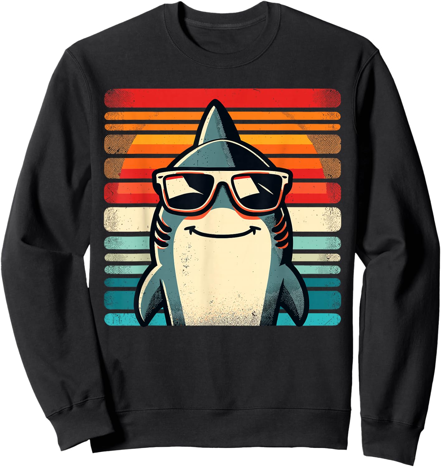 Cool Retro Shark in Sunglasses 70s 80s 90s Funny Shark , black Sweatshirt - Sweatshirt | Black
