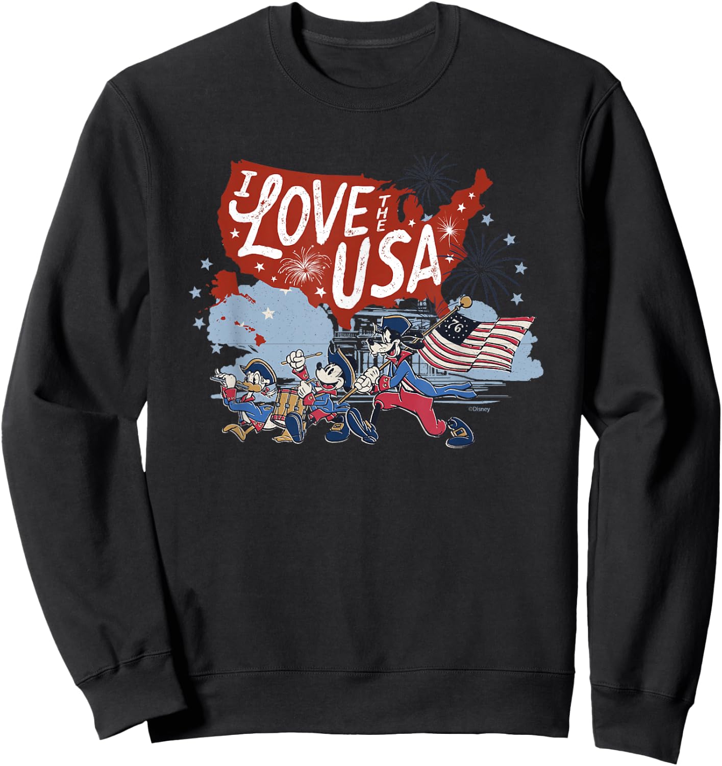 Disney Mickey Mouse & Friends I Love The USA Fourth of July Sweatshirt - Sweatshirt | Black