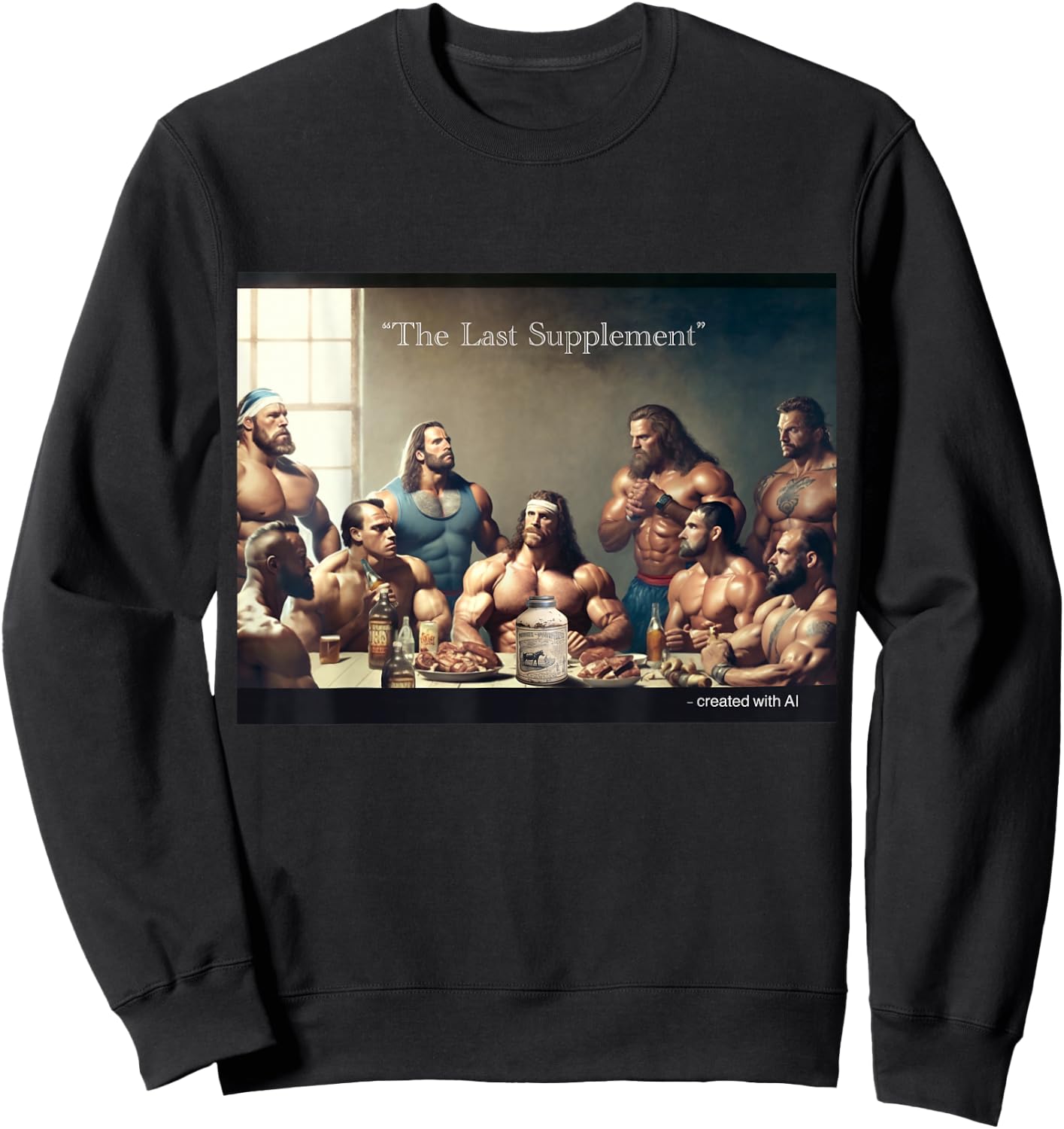 The Last Supplement Funny Bodybuilding Design , black Sweatshirt - Sweatshirt | Black